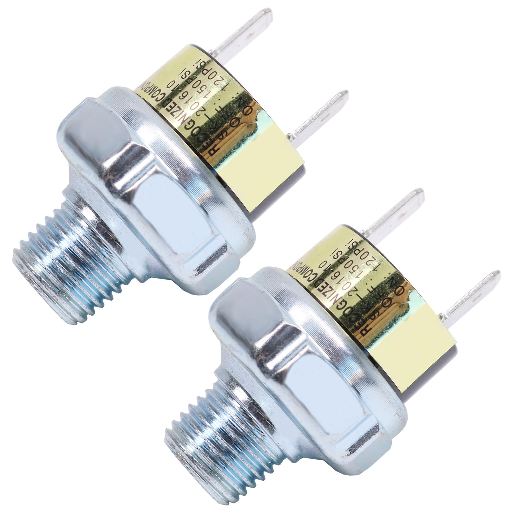 Photo 1 of 2 Piece Air Pressure Switch 120-150 PSI Tank Mount Thread 1/4" NPT 12V/24V DC Train Horn Valve 120-150psi 1/2 inch Air Compressor Tank Pressure Control Switch