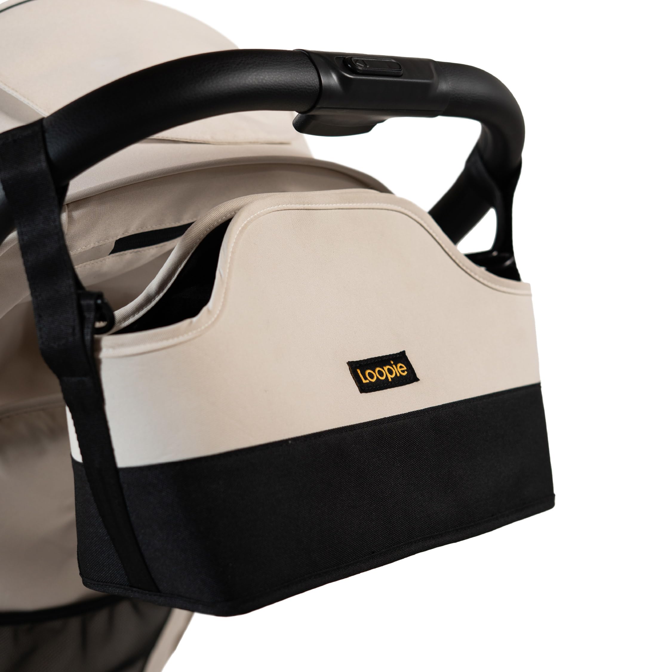 Loopie Organiser Bag Baby Stroller Organiser Bag | Caddy Bag | Universal Fit | Magnetic Closure | Ivory Marble