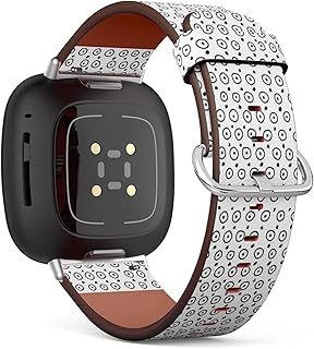 CJBROES Replacement Leather Watch Band, Compatible with Fitbit Versa 3 and Fitbit Sense of Wristband Bracelet Accessory - Doodle Circles dots