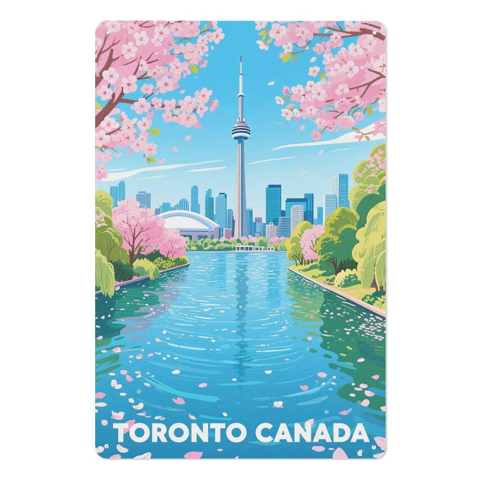 Toronto Canada Retro Design Tin Paintings Vintage Tin Sign 08x12inch(20x30cm) Wall Art for Home Office Bedroom Living Room Cafes Wall Decor
