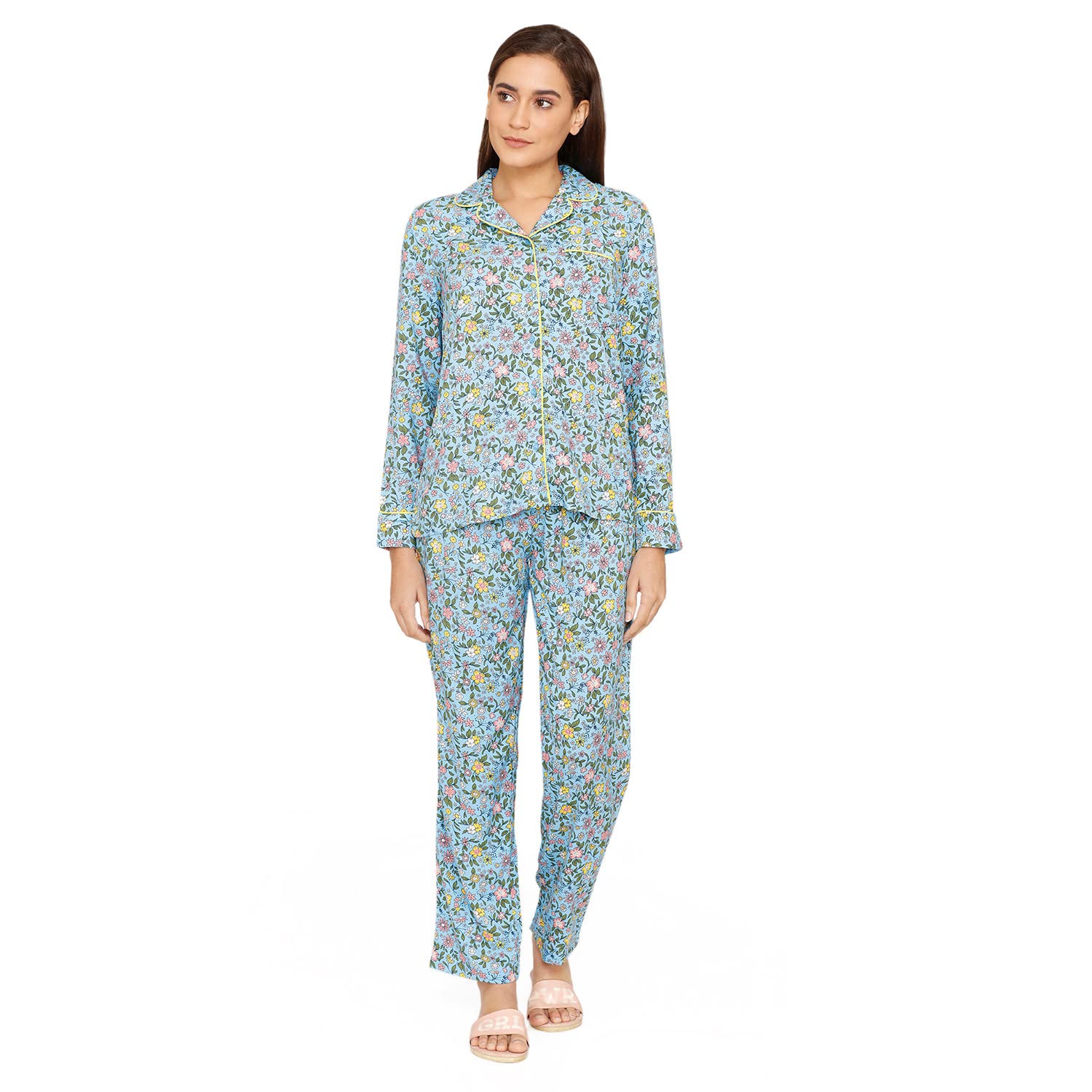 Zivame Women's Rayon Floral Pajama Set Pack of 1