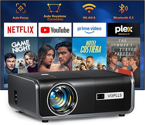 Aplicaciones integradas y enfoque automáticoKeystone Proyector inteligente con WiFi y Bluetooth, proyector VOPLLS 4K para exteriores, teléfono de disponible en Yaxa Costa Rica