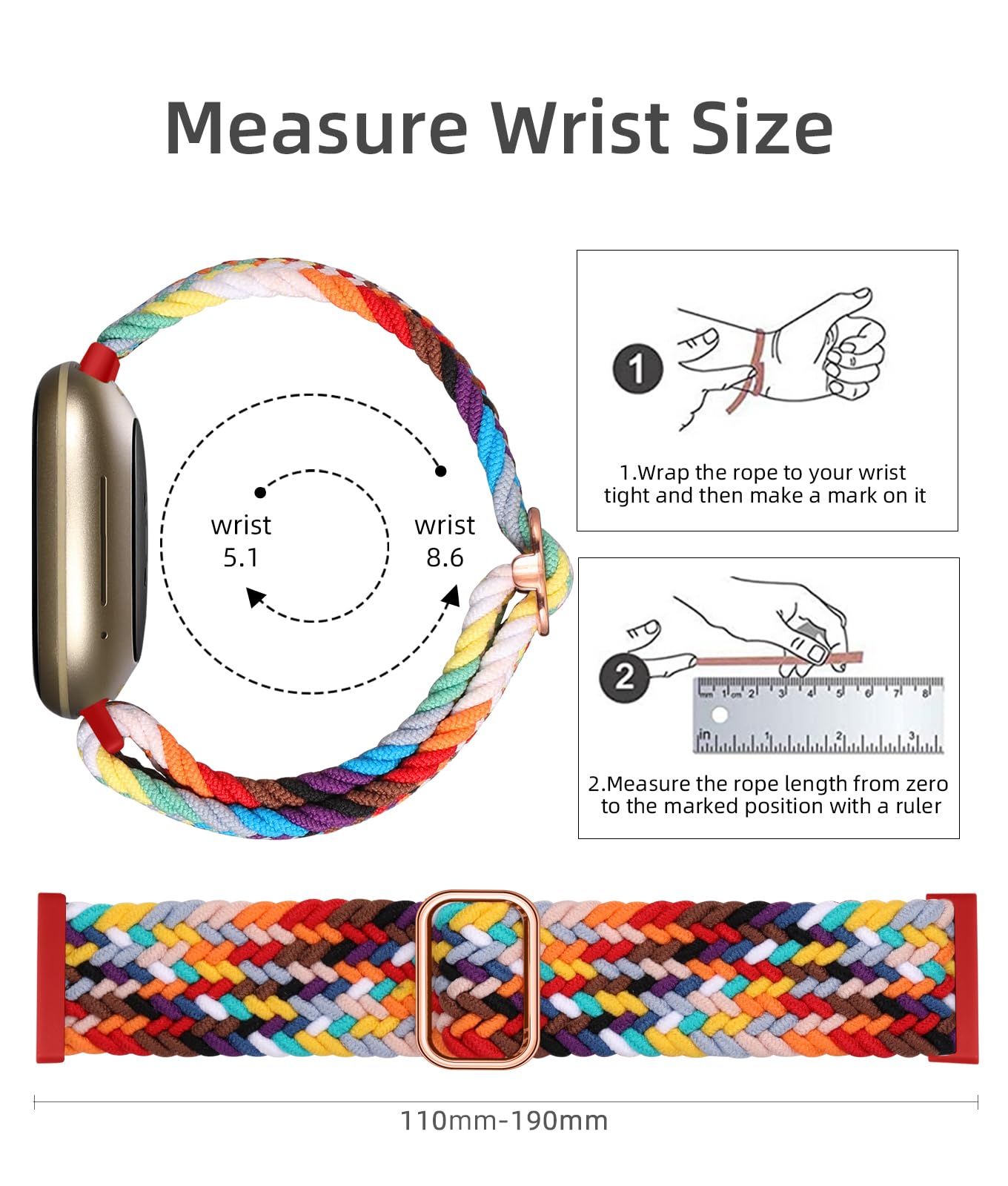 Bracelet Élastique Tressé Compatible Fitbit Versa 4 / Sense 2 / Versa 3 / Sense - Fumée Violette