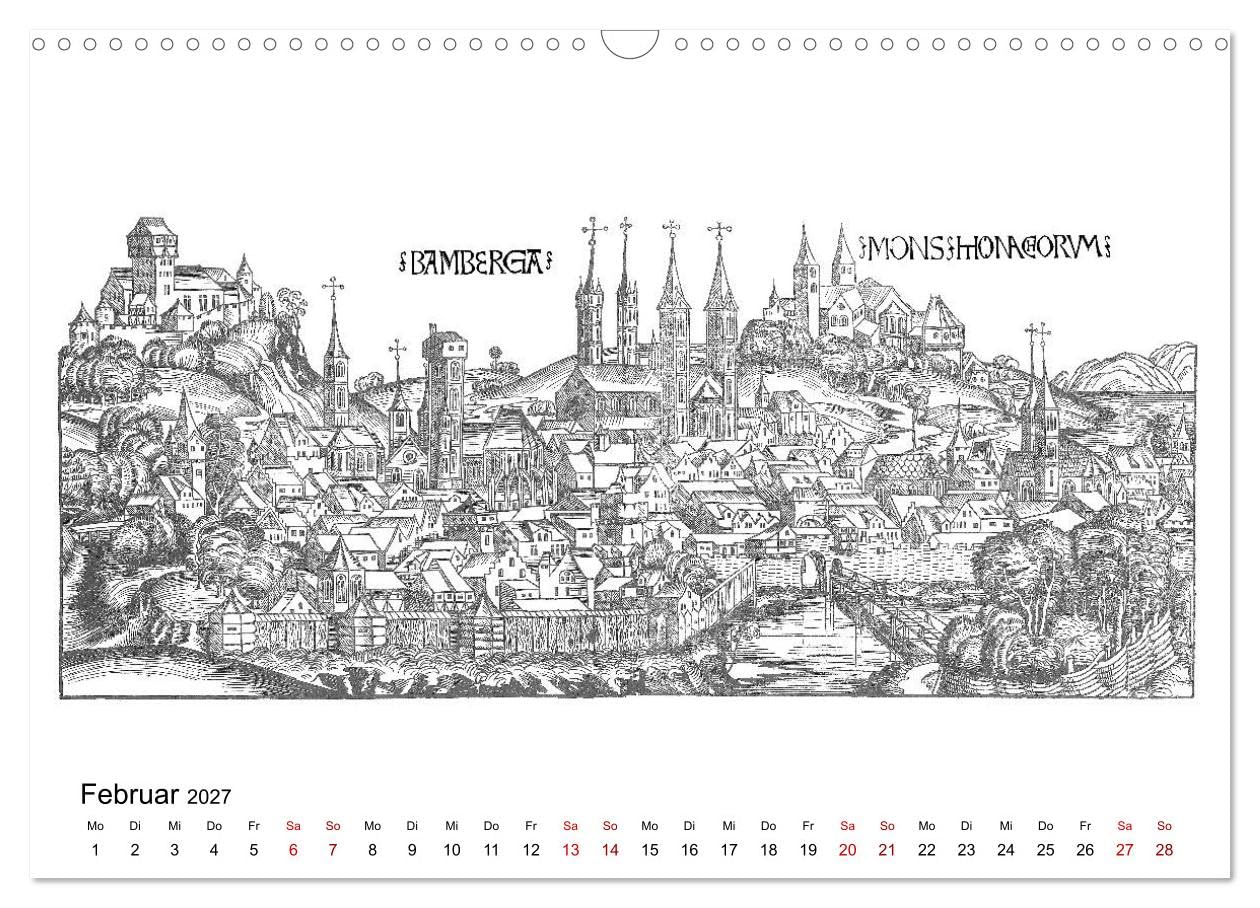 CALVENDO - Schedelsche Weltchronik Deutsche Städte 1493 (Wandkalender 2027 DIN A3 quer), Monatskalender: Deutschland im ausgehenden Mittelalter