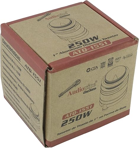 Miniatura 5 de Audiopipe ATQ-1550 - Tweeter de audio de aluminio de titanio para coche, 1 pulgada, 250 vatios, 4 ohmios, con bobina de voz Kapton para sistema de