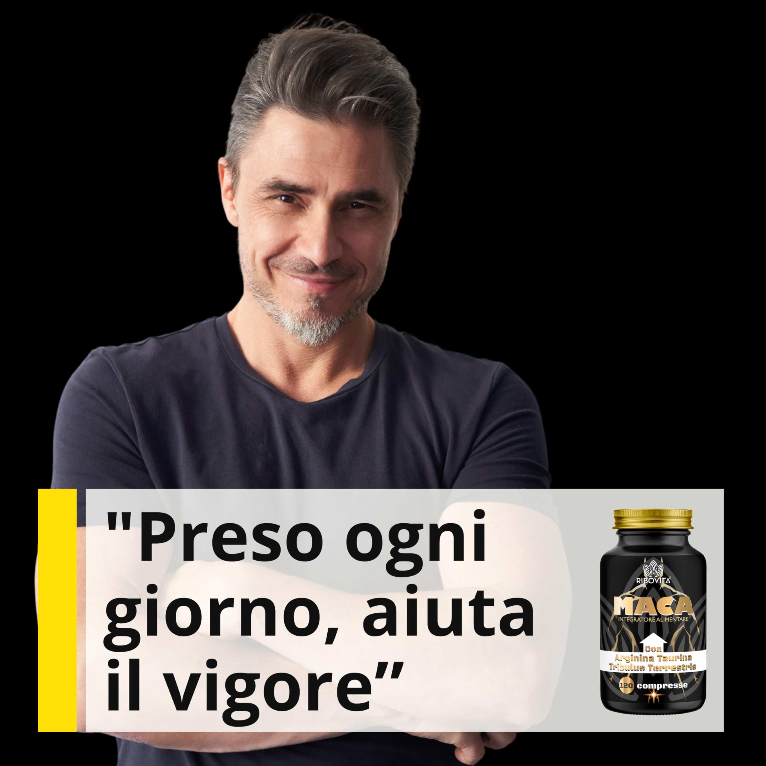 Maca Peruviana Nera 11.500mg con Taurina, Arginina e Tribulus - Integratore Energia Uomo per Forza Fisica e Stamina - 120 Compresse Made in Italy - Formula con 14 Attivi per Sport e Lavoro Intenso