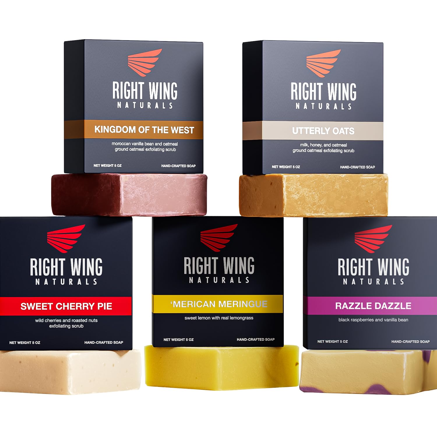 Right Wing Naturals Bar Soap Gift Set for Men and Women | Handcrafted Cold-Pressed | Handmade Organic Soap | Most Popular Scents | Natural Scented Bar