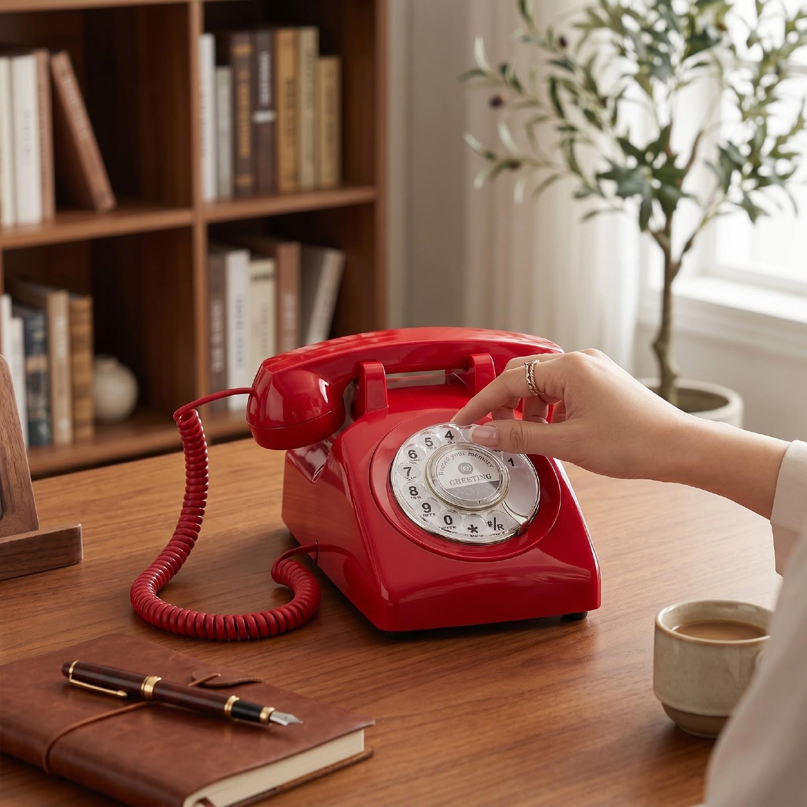 Dpofirs Registratore Vocale per Telefono Rotante Vintage, Telefono per la Registrazione di Messaggi retrò con Auguri Personalizzabili per Il Libro degli Ospiti Sonoro del Matrimonio e Le