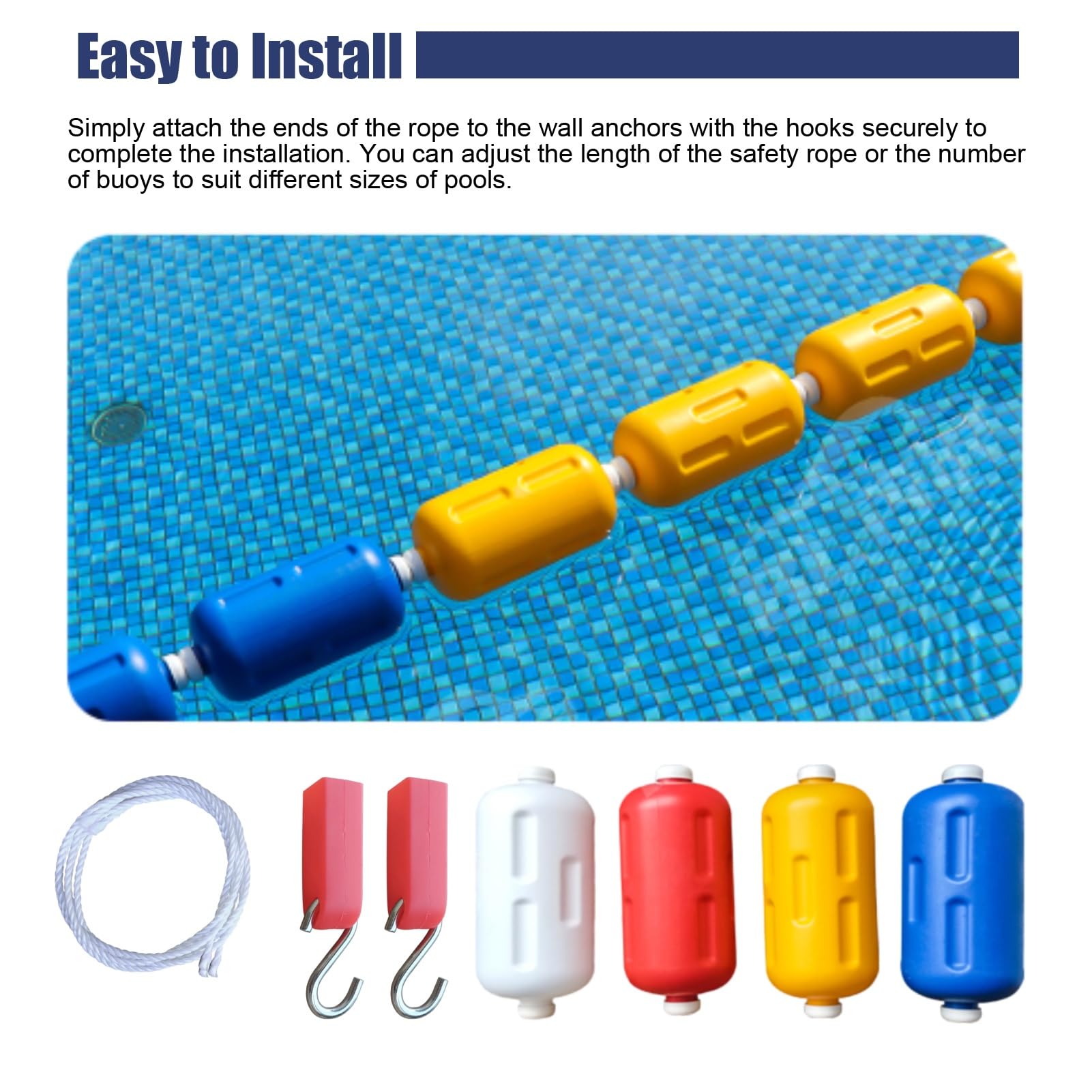 Flotteurs de sécurité professionnels pour piscines – Corde de séparation résistante aux UV pour piscines, marqueur de voie en fil d'acier/nylon durable, barrière de sécurité renforcée pour e
