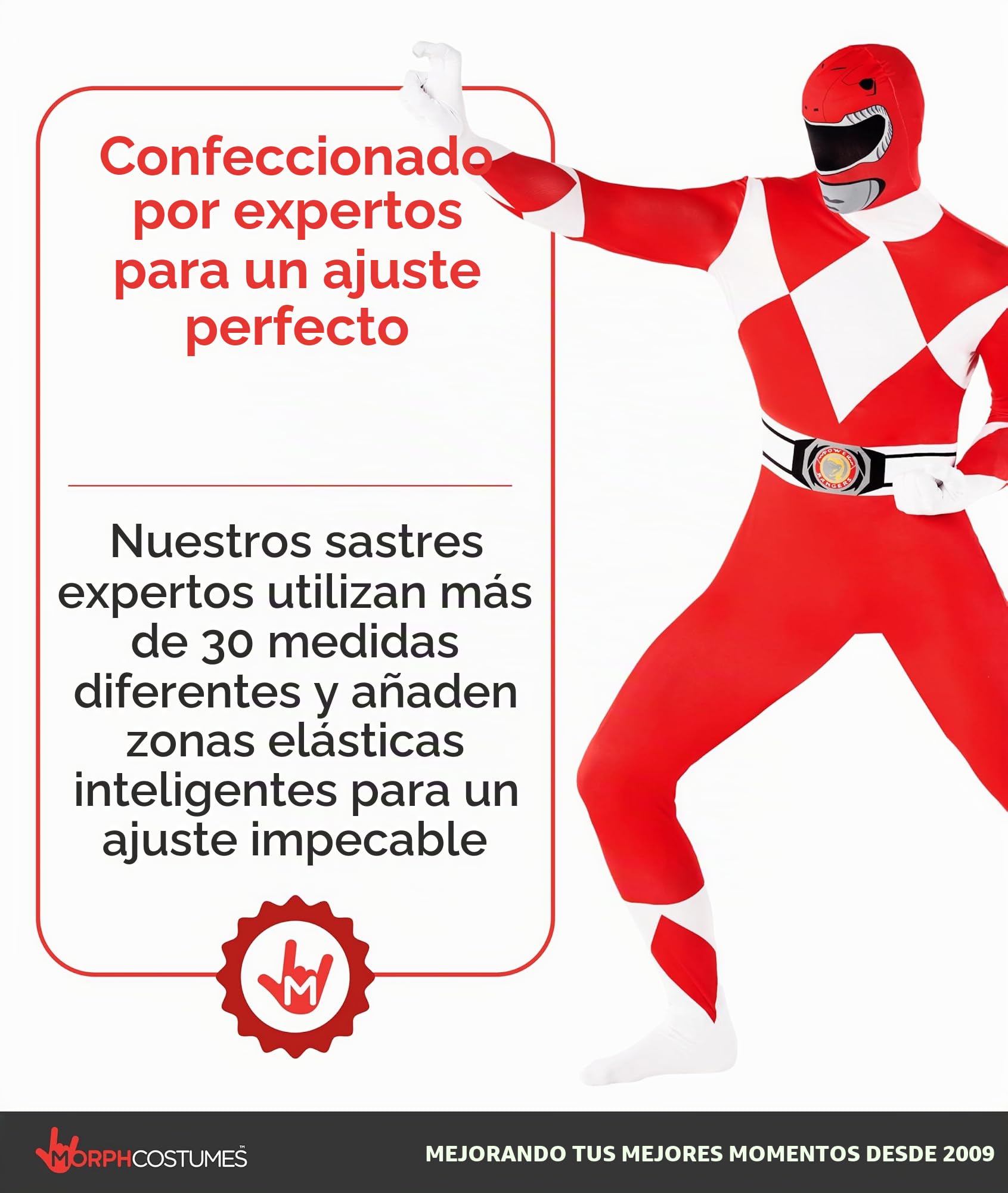 Morphsuits Disfraz Power Ranger Adulto, Disfraz Halloween Hombre