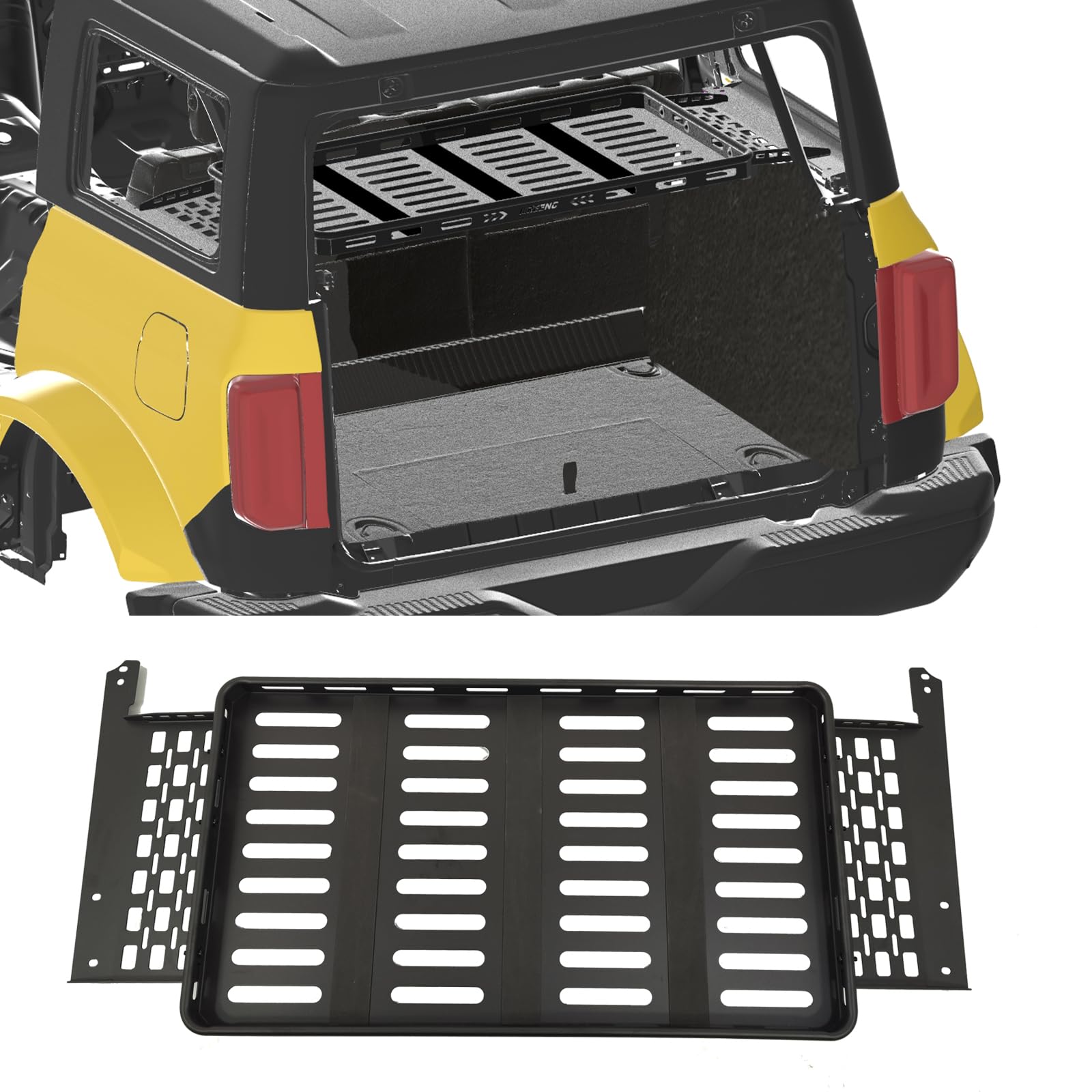 IIIREENOTray Interior Storage Rear Cargo Rack Luggage Carrier Compatible with 2021-2024 Ford Bronco 4 Door Hardtops (Excluding Softtop or Sport)