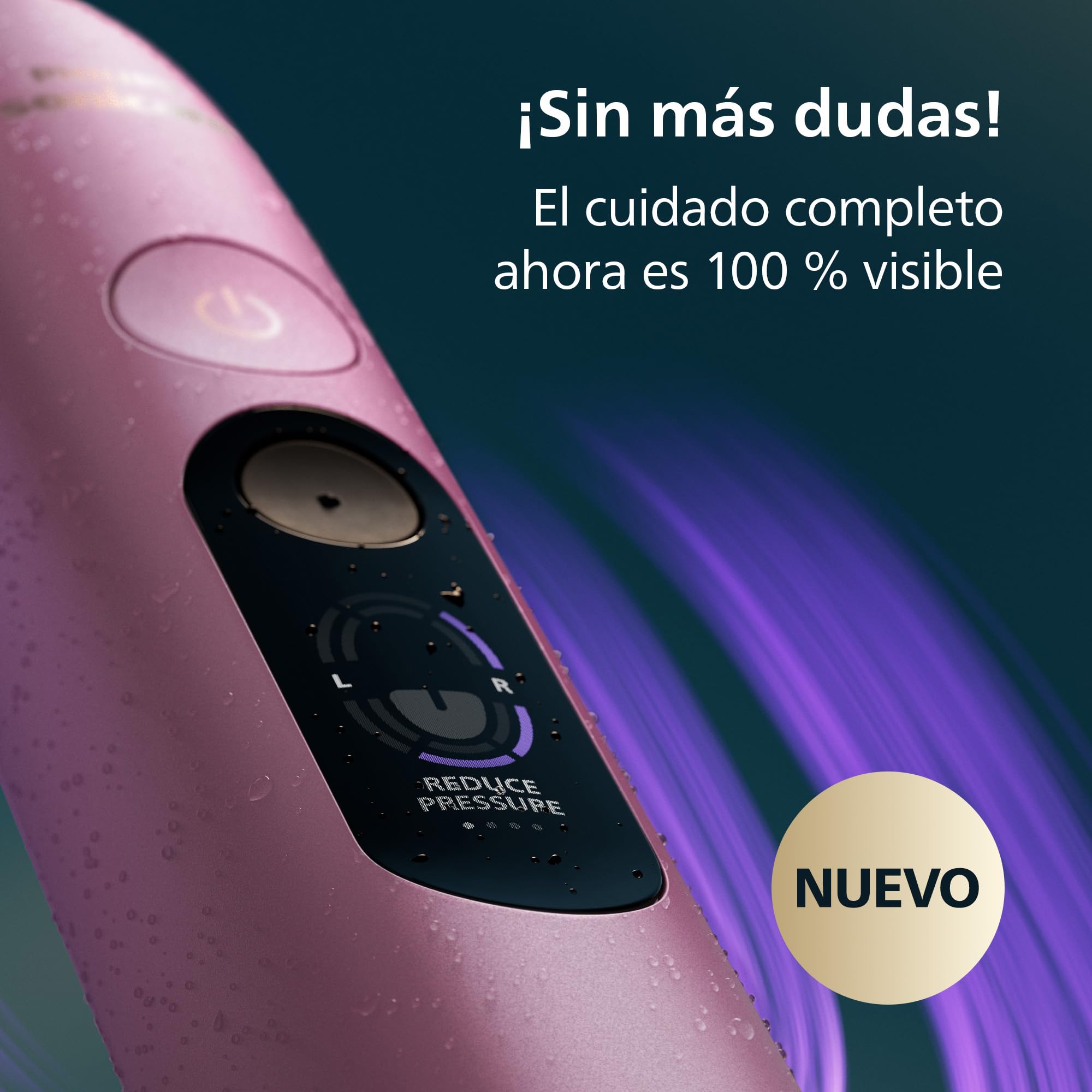 Philips Sonicare Next-Generation DiamondClean 8000 Cepillo de dientes eléctrico - con Smart Pressure Feedback y 15 ajustes, rosa flor, HX8311/15