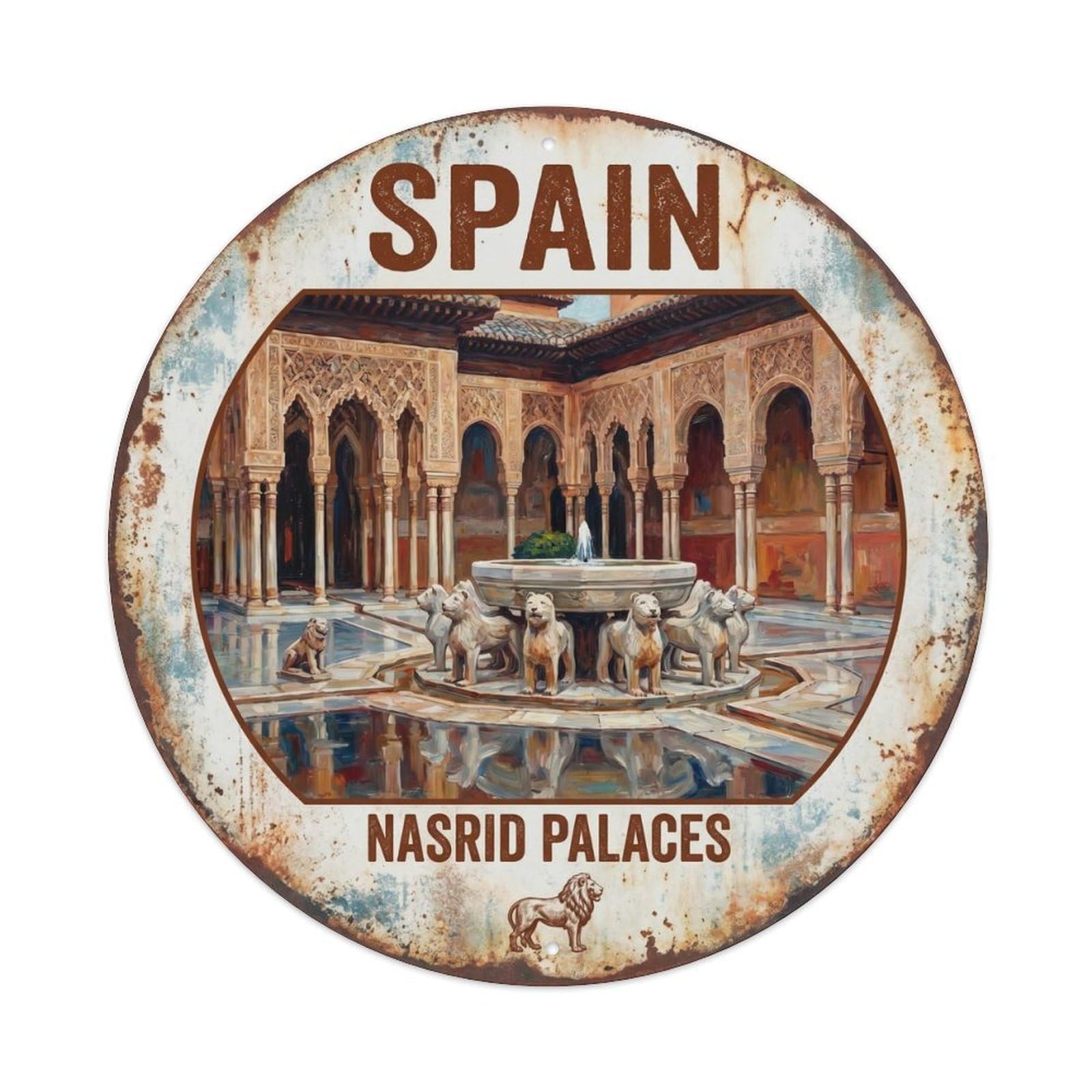 Granada Nazari Palaces Spain Expressionist Travel Metal Tin Sign