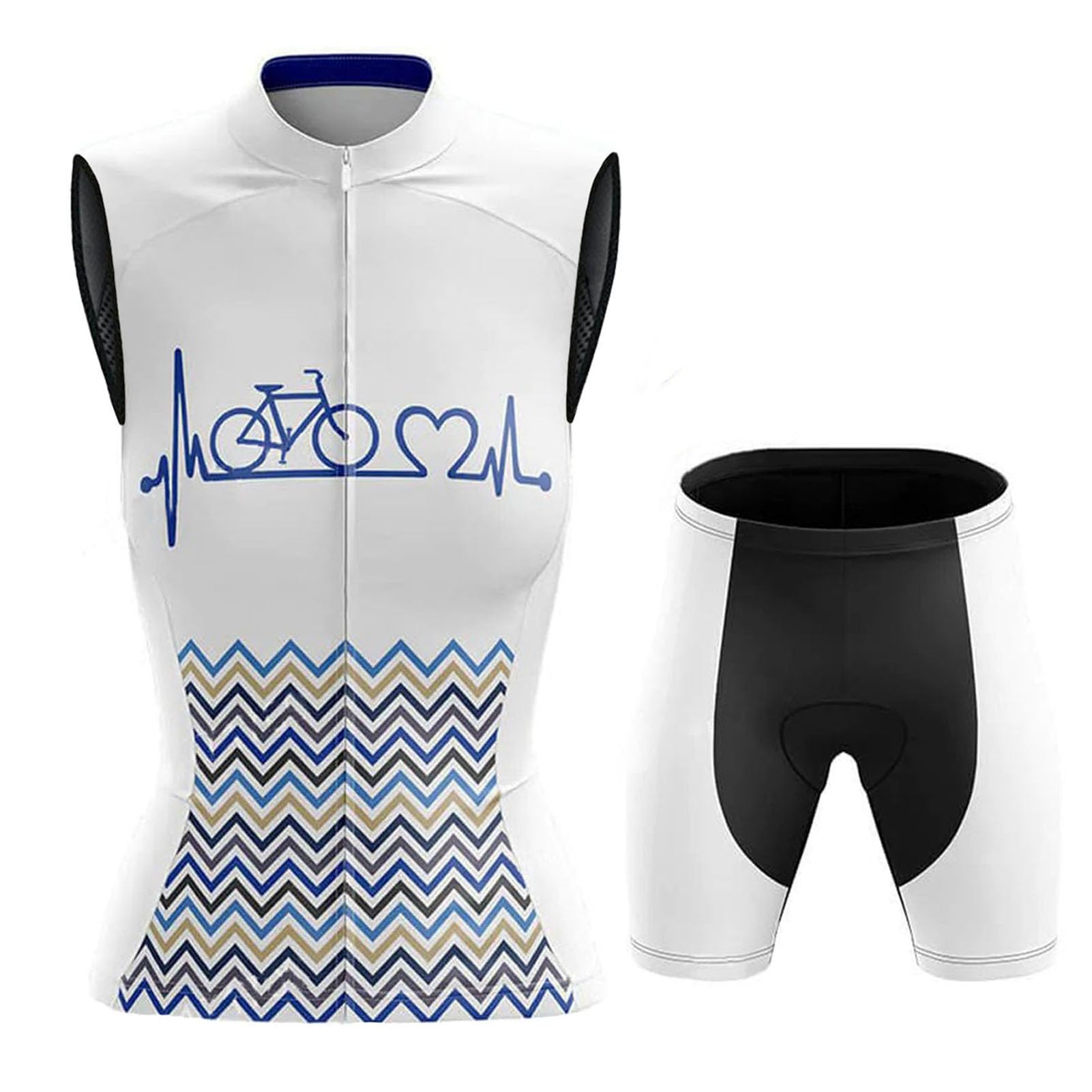 Abbigliamento Ciclismo Donna Completo Bici MTB Estivo Maglia Ciclista Senza Maniche,Maglietta da Bicicletta Gilet e Pantaloncini Shorts con 19D Gel Imbottiti,Tuta Ciclo Sleeveless Asciugatura Rapida