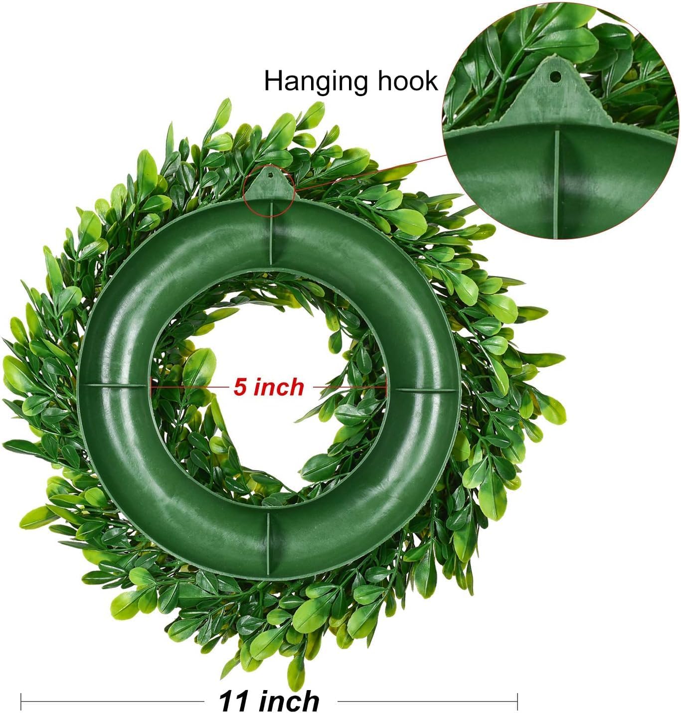 Lvydec 4 Pack Artificial Small Boxwood Wreath Decoration - 11" Mini-Sized Green Candle Wreath for Wall Window Home Decoration - Image 7