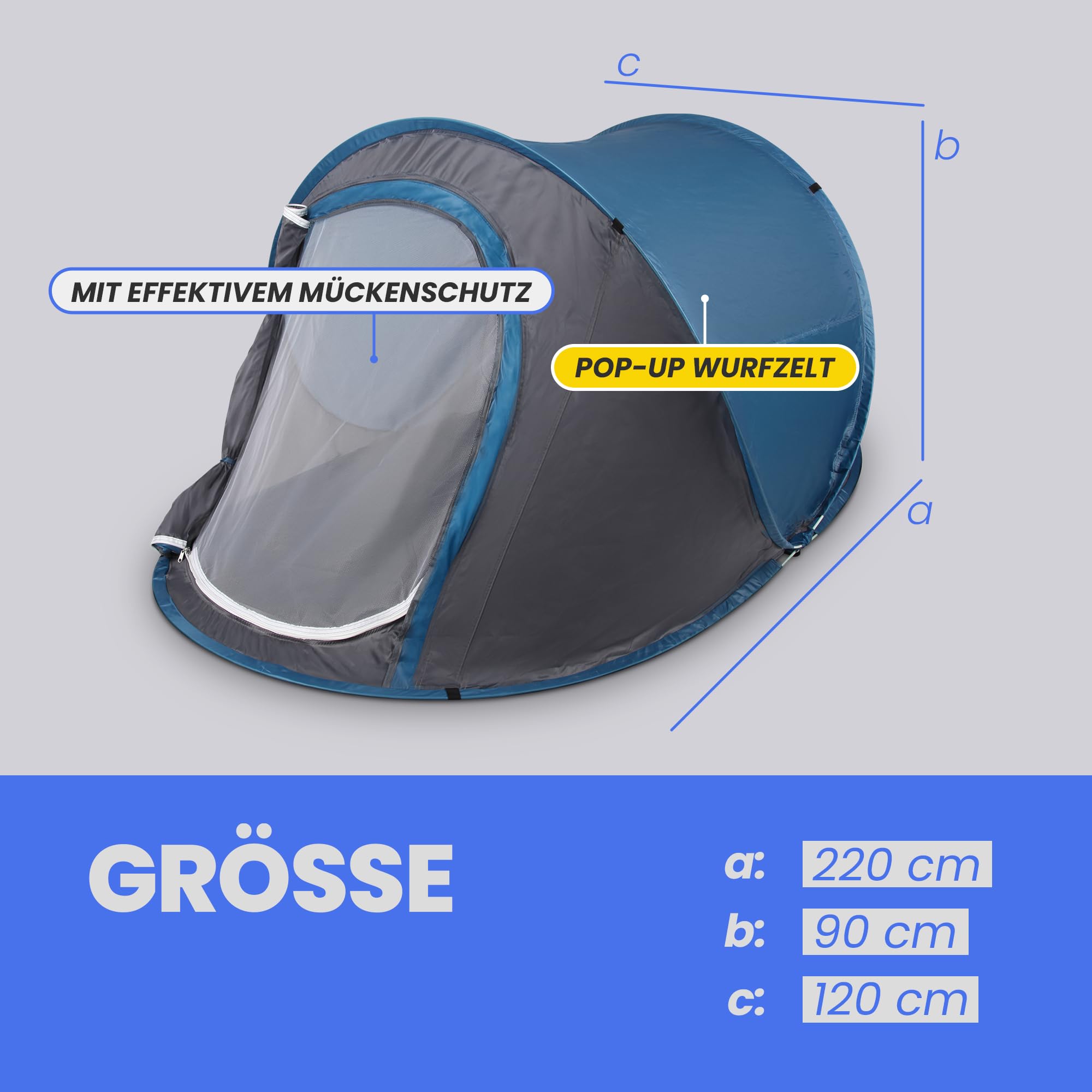 Bestlivings Pop Up Zelt - Ultraleichtes 1-2 Personen Wurfzelt