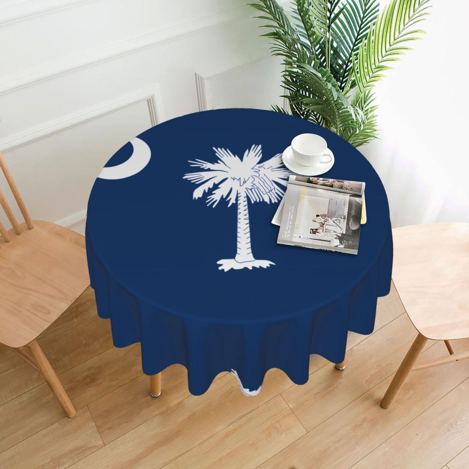 ZHAOUR South Carolina Flag Print Round Washable Tablecloth – Table Cover