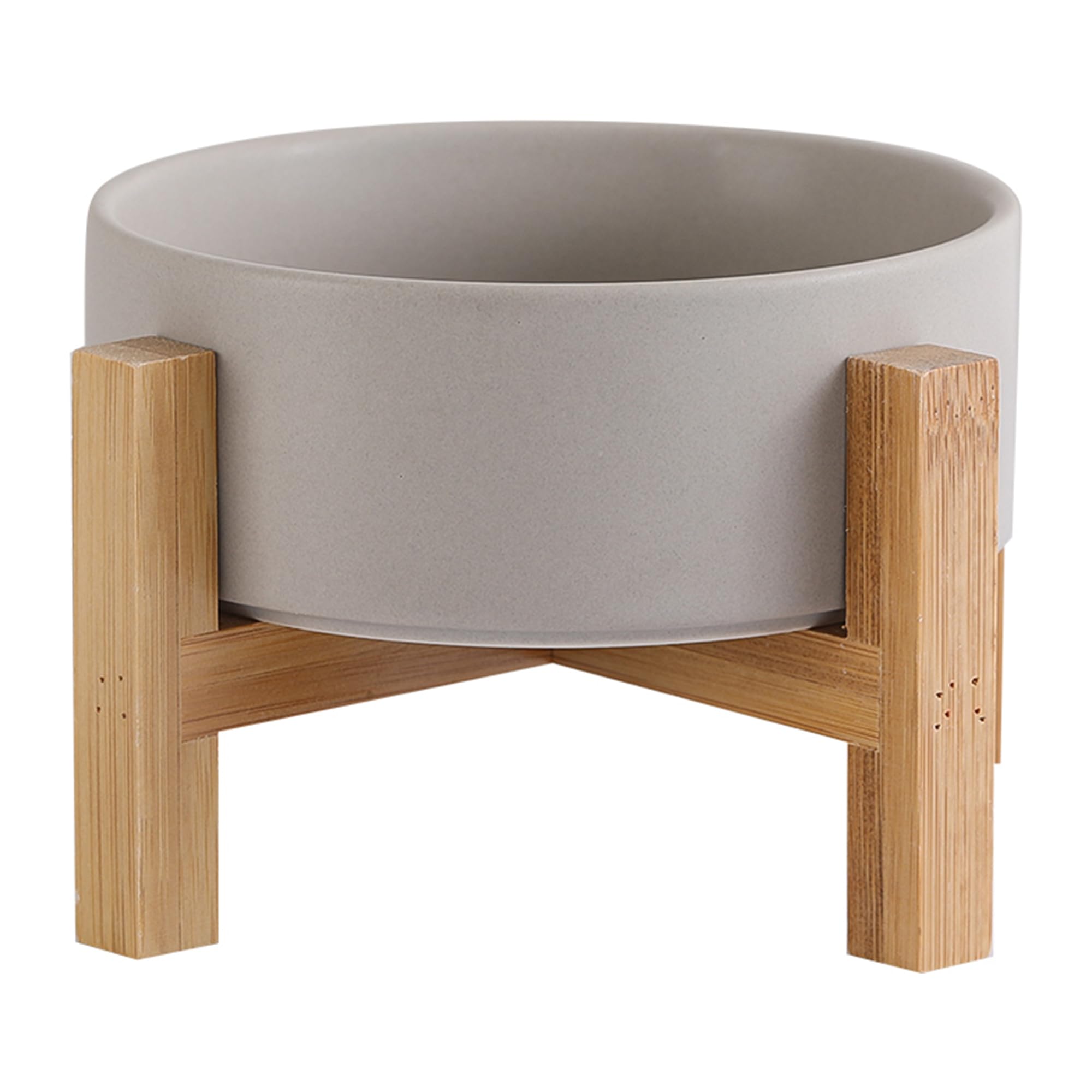 Szara ceramiczna podwyższona miska dla kota, naczynie na karmę dla kotów ze stojakiem, podwyższona miska na karmę dla kota lub wodę, zapobiegająca wymiotom, miska dla zwierząt z antypoślizgową gumową