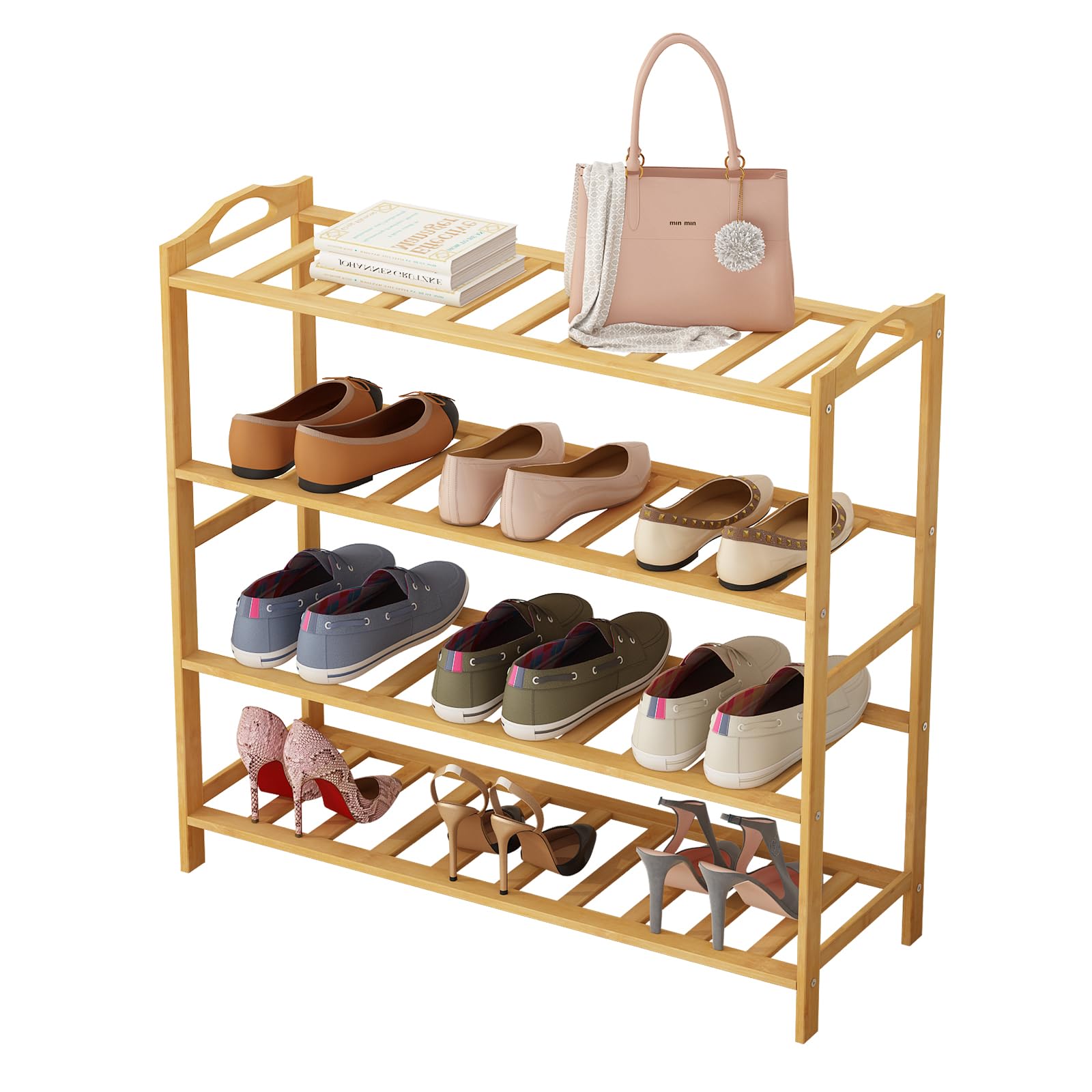 Amazon Brand - Umi 4 Tier Bamboo Shoe Rack for Home Shoe Storage Multipurpose Storage Shelves Shoe Stand for Chappal Slipper Sneakers Footwear Space Saving Portable Shoe Rack (B0CS3C9JHR) Amazon Price History, Amazon Price Tracker