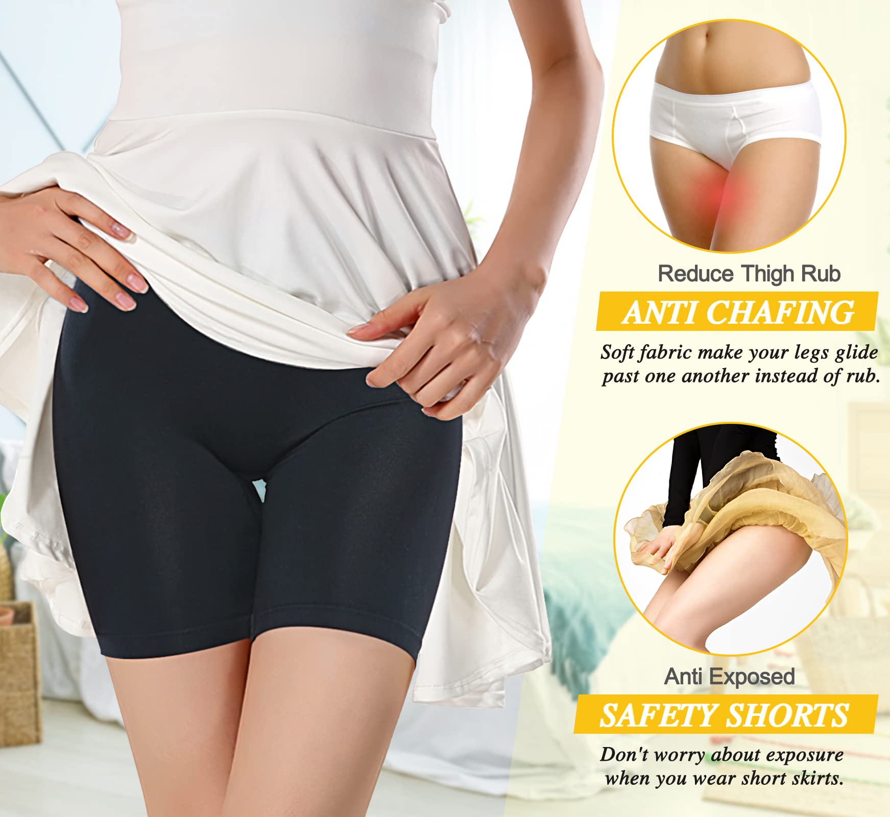 Slip Shorts Donne Senza Cuciture Boyshorts Mutandine per Sotto Abiti Coscia Più Sottile Anti Chafing Biancheria Intima Boxer Slip, 3 pezzi (nero* 3), XXX-Large