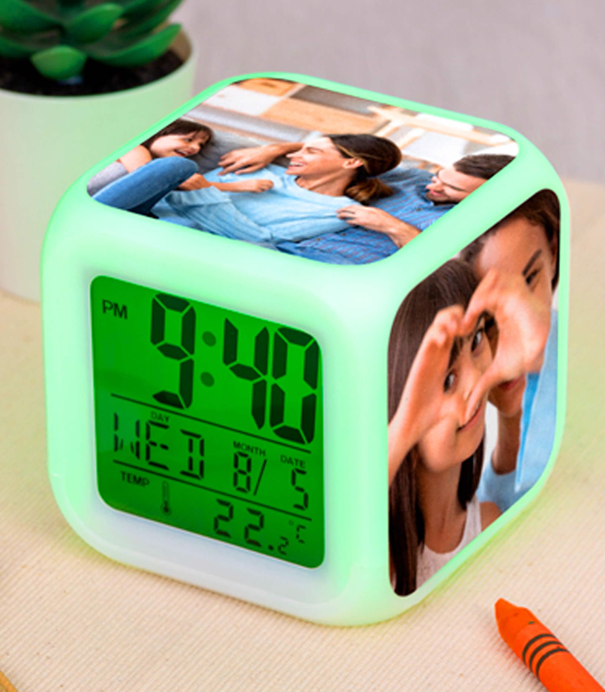 Customized/Personalized Multicolour Digital Alarm Clock with Photo with RGB Light Table Clock for Students LED Touch Lamp Night Table Lamp for Bedroom | LED Touch Bedside Lamp-image-1
