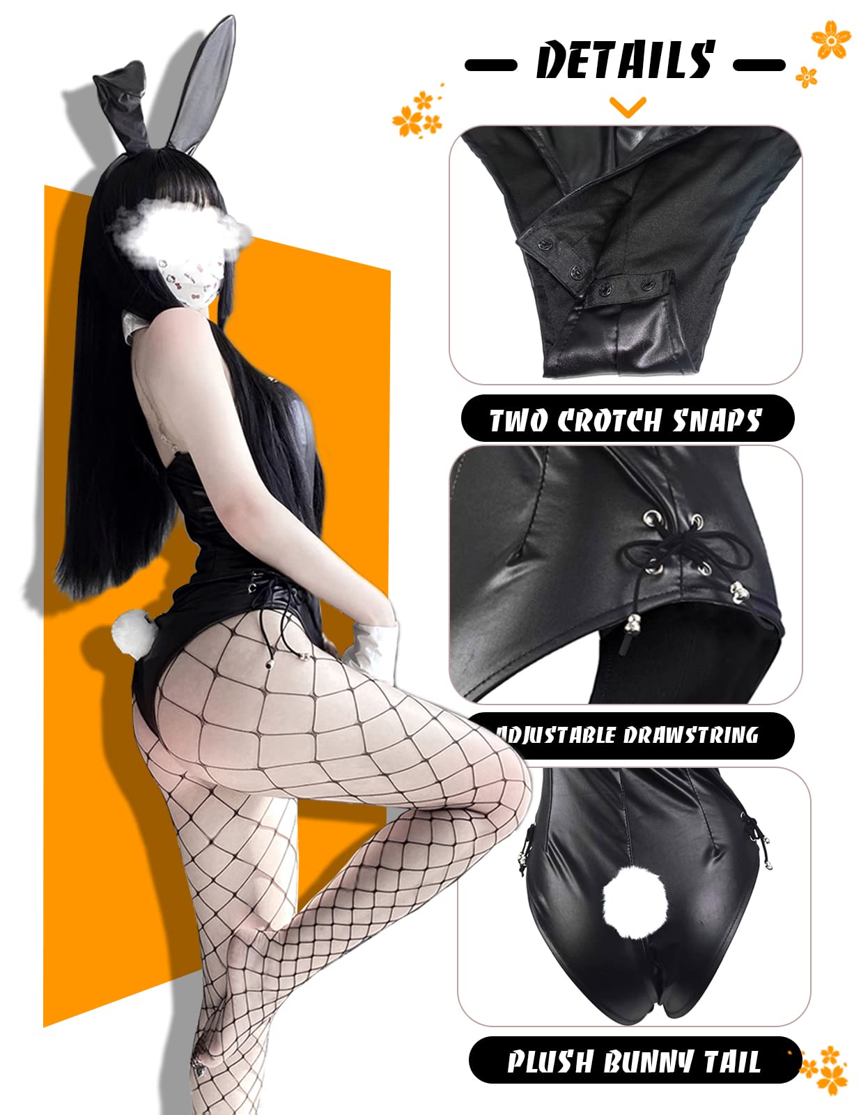 paloli Women Mai Sakurajima Cosplay Costume, One Piece Sexy Bunny Girl Bodysuit Set
