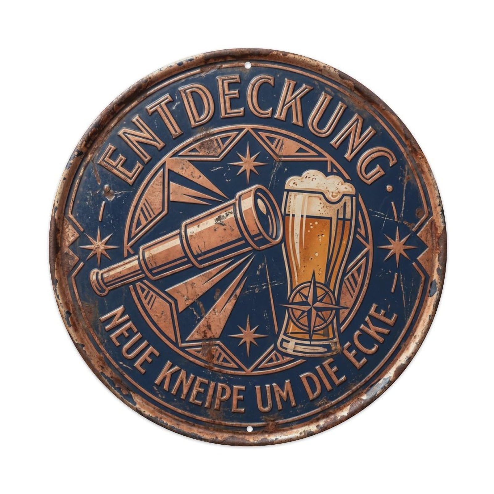 Vintage Bar Style Entdeckung Humorous Lounge Discovery Metal Tin Sign Plaque Wall Decor for Cafe, Club, Garden Round Metal Poster 8x8Inch