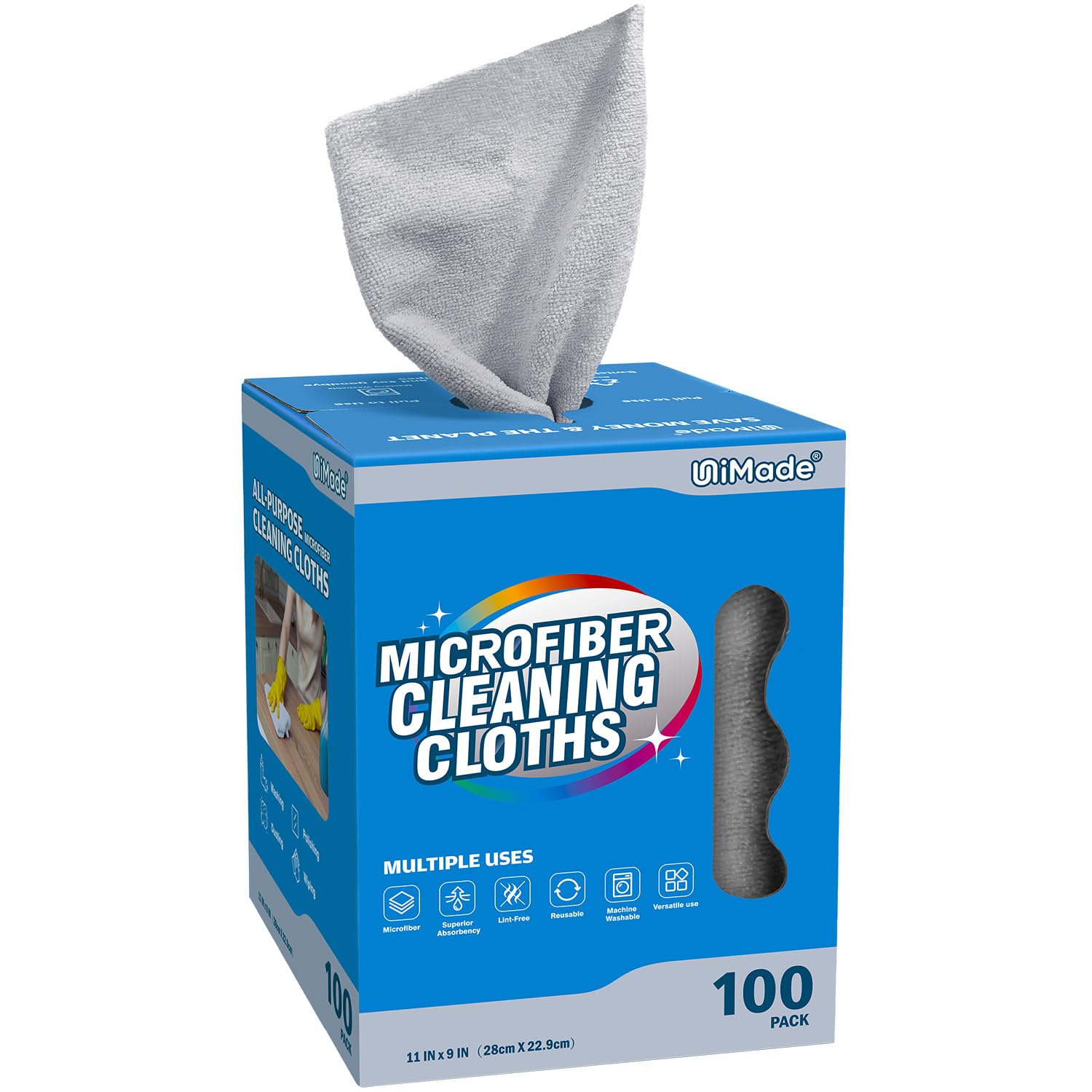 Microfiber Cleaning Cloth 100 Sheets Microfiber Towels for Cars Commercial Grade Washcloths Lint-Free Bulk Shop Towel Cleaning Rags