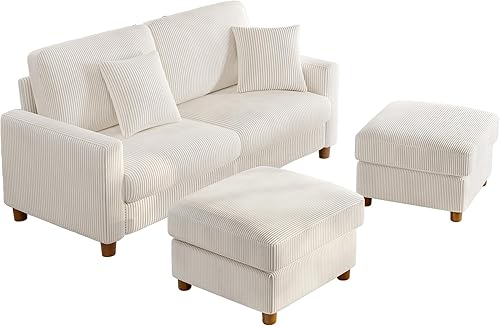 Miniatura 37 de Kidirect Sofá de Pana de 70 Pulgadas, Sofá Montaje Sin Herramientas, Sofás Cómodos para Sala de Estar Asientos Más Profundos de 21 Pulgadas, Sofás