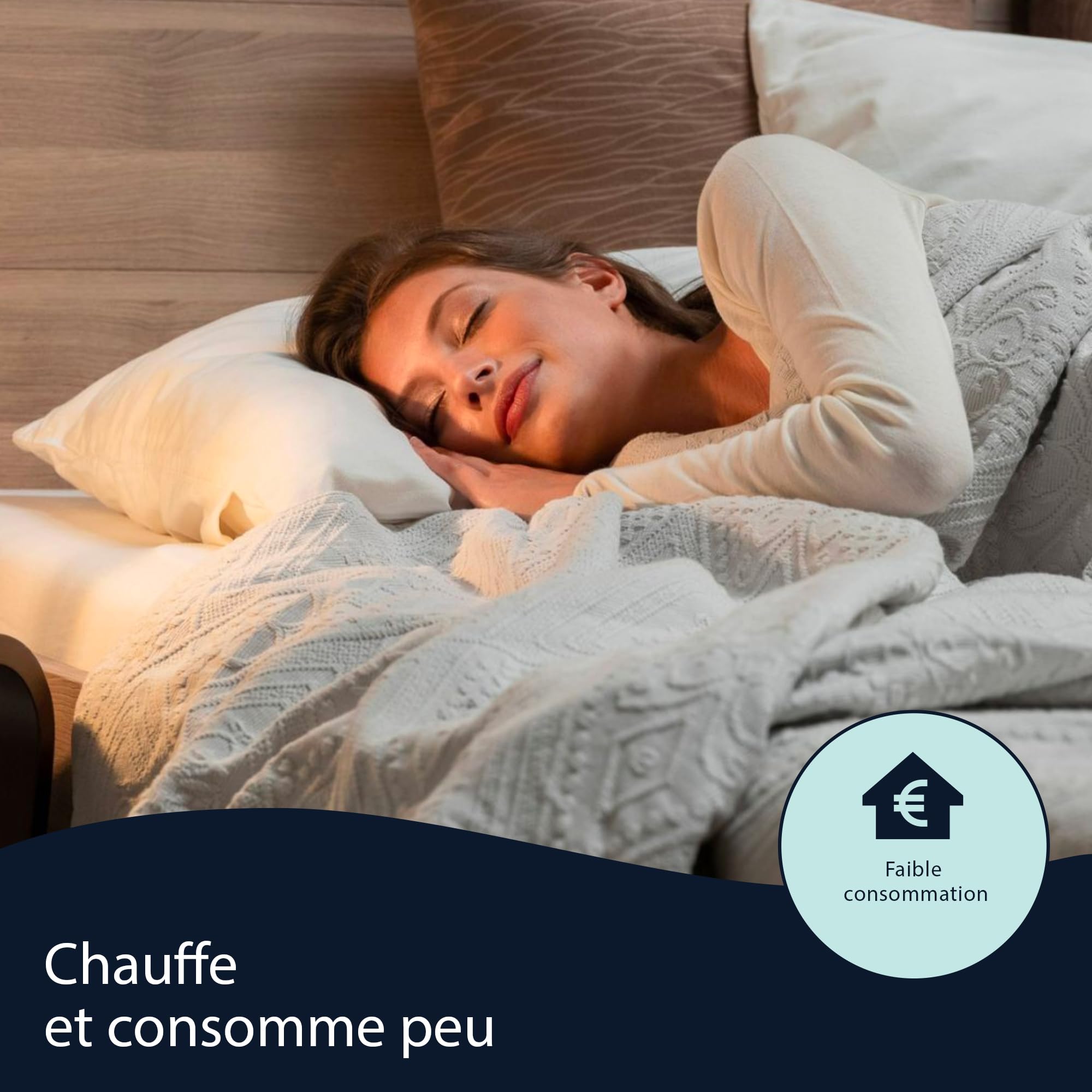 Imetec Surmatelas Chauffant 1 Place Adapto, 150x80cm - 6 Températures, Tissu 100% Coton, Chauffage Rapide, Température Constante, Personnalisée - Chauffe-Lit Electrique Double Commande, Simple
