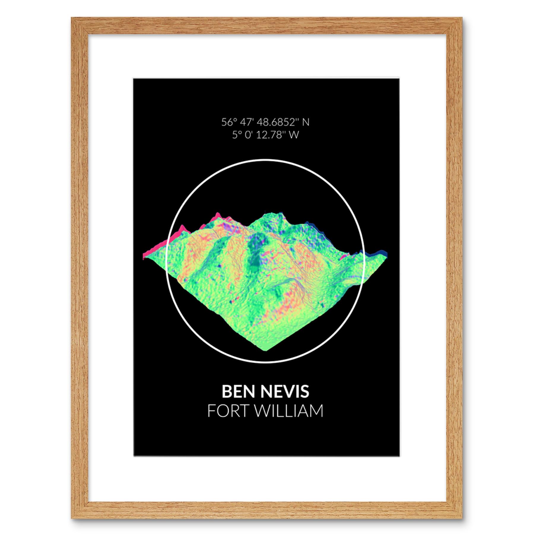 Wee Blue Coo Ben Nevis Mountain Topography Highland Scotland Framed Art Print