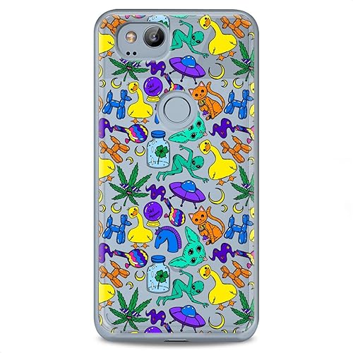 Miniatura 7 de Funda de TPU compatible con Google Pixel 8 Pro 7a 6a 5a XL 4a 5G 2 XL 3 XL 3a 4 Trippy Alien Hippie Crazy Cute Clear Silicone Design Slim Fit Print
