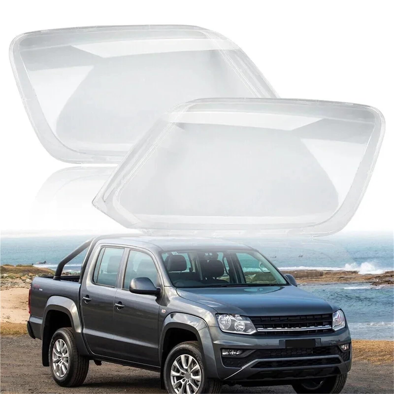 Left Right Front Headlamp Cover Shell Compatible For VW Amarok 2011-2022 Car Headlights Lens Cover Lampshdade Headlamp Lamp Clear Shell(Left)