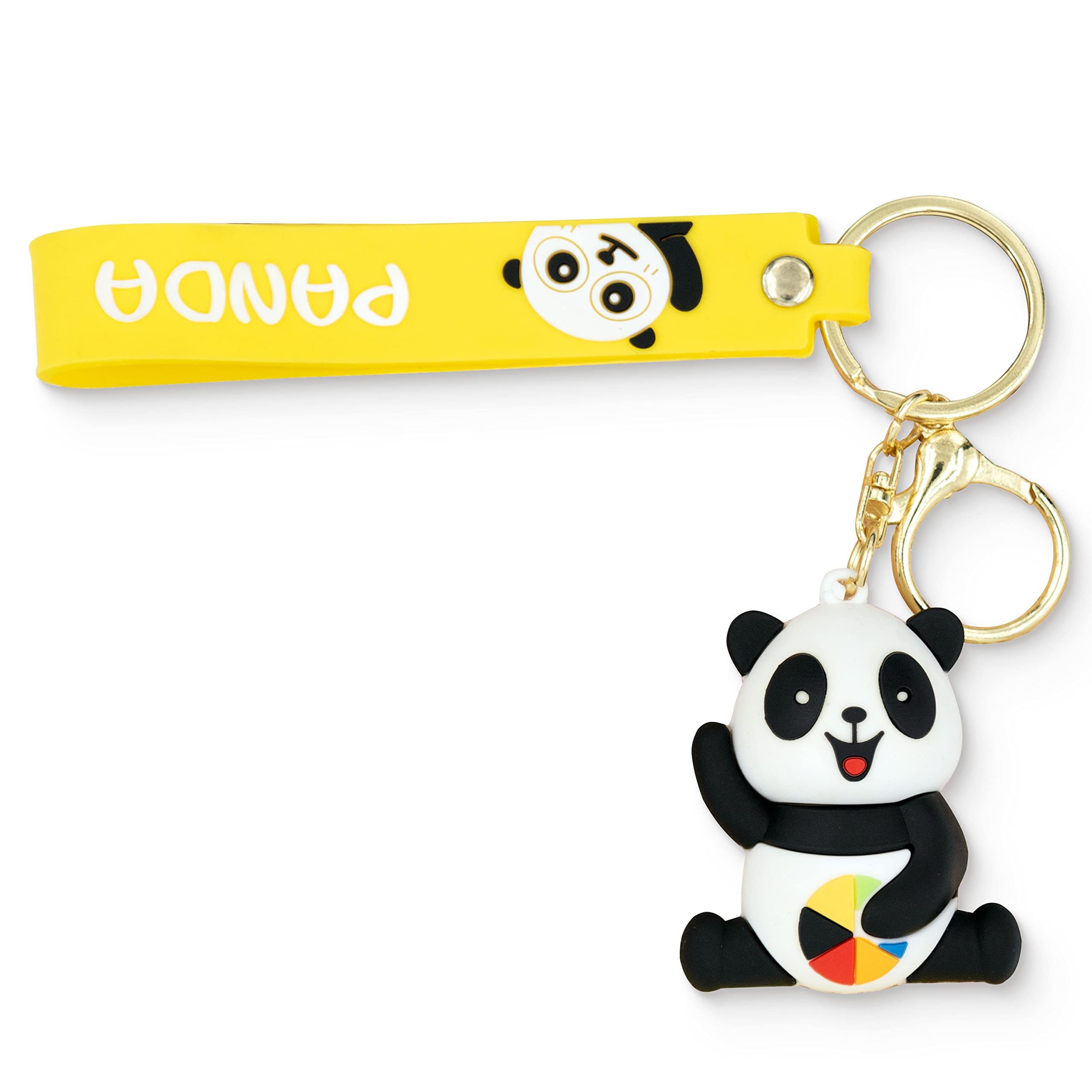 VillageTiger 3D Rubber Panda Toy Keychain Keyring for Bikes, EV Scooters, Car Keys, Girls and Boys Birthday Wedding Day Festival Day Gifts, College School Bags Accessory Hangings