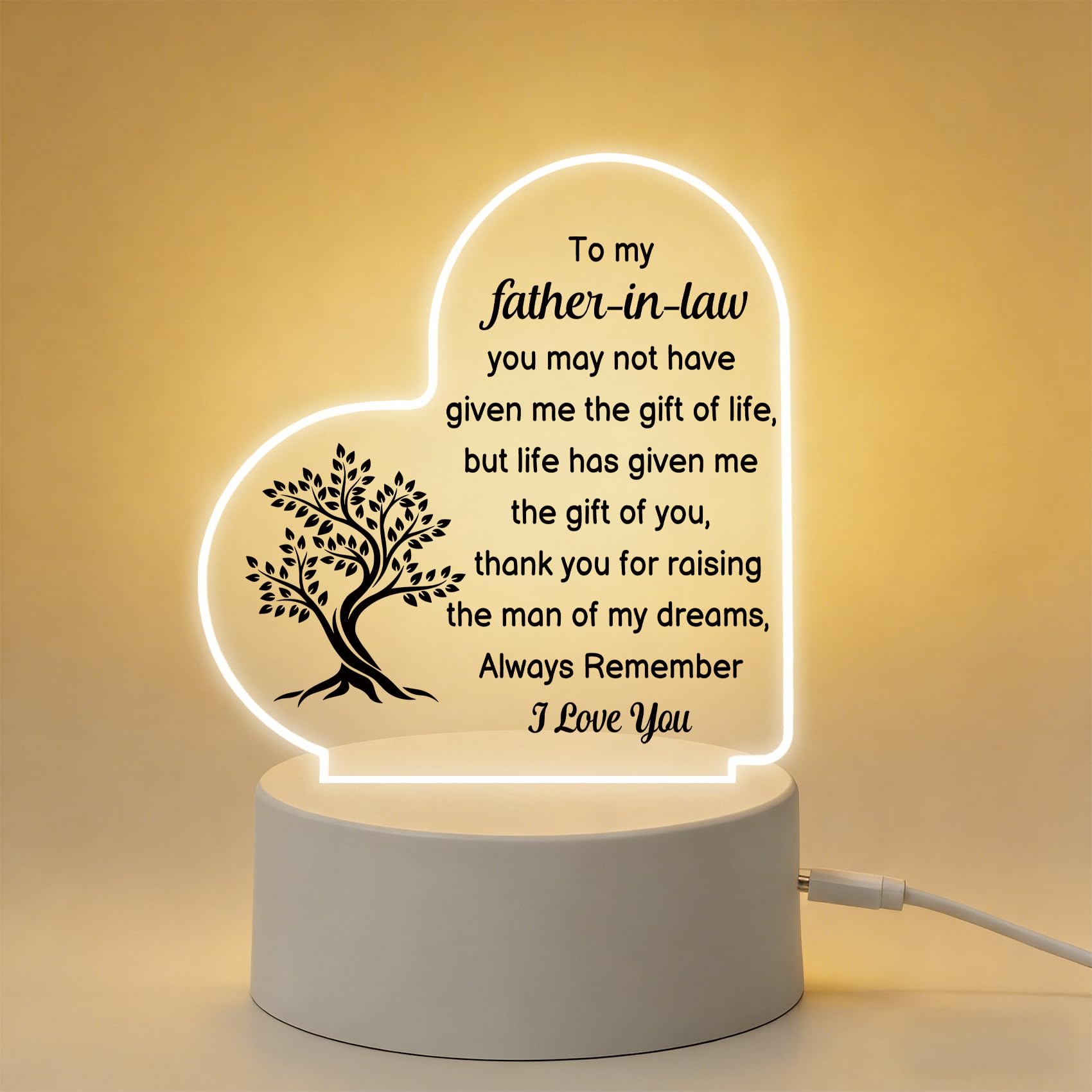 Father in Law Gifts for Father Day Acrylic Night Light Gifts for Fathers in Law from Daughter in Law Fathers of The Groom Gift Dad in Law Presents from Bride Chirstmas Birthday Gift