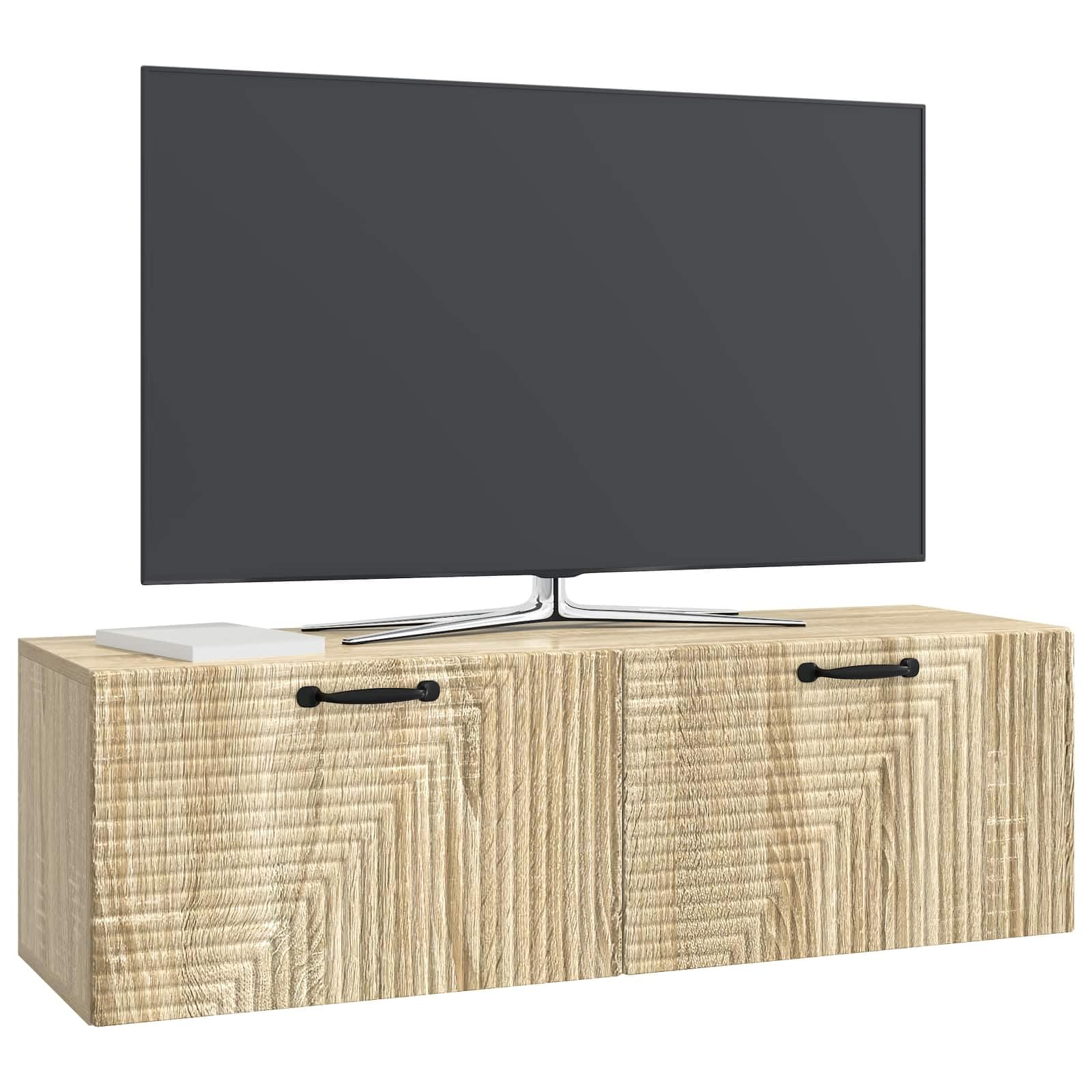Hothingwell TV-Wandschrank, 98 x 31 x 30 cm, Holz | 90° drehbare Scharniertüren, großer Stauraum, einfache Reinigung mit feuchtem Tuch, platzsparendes Design