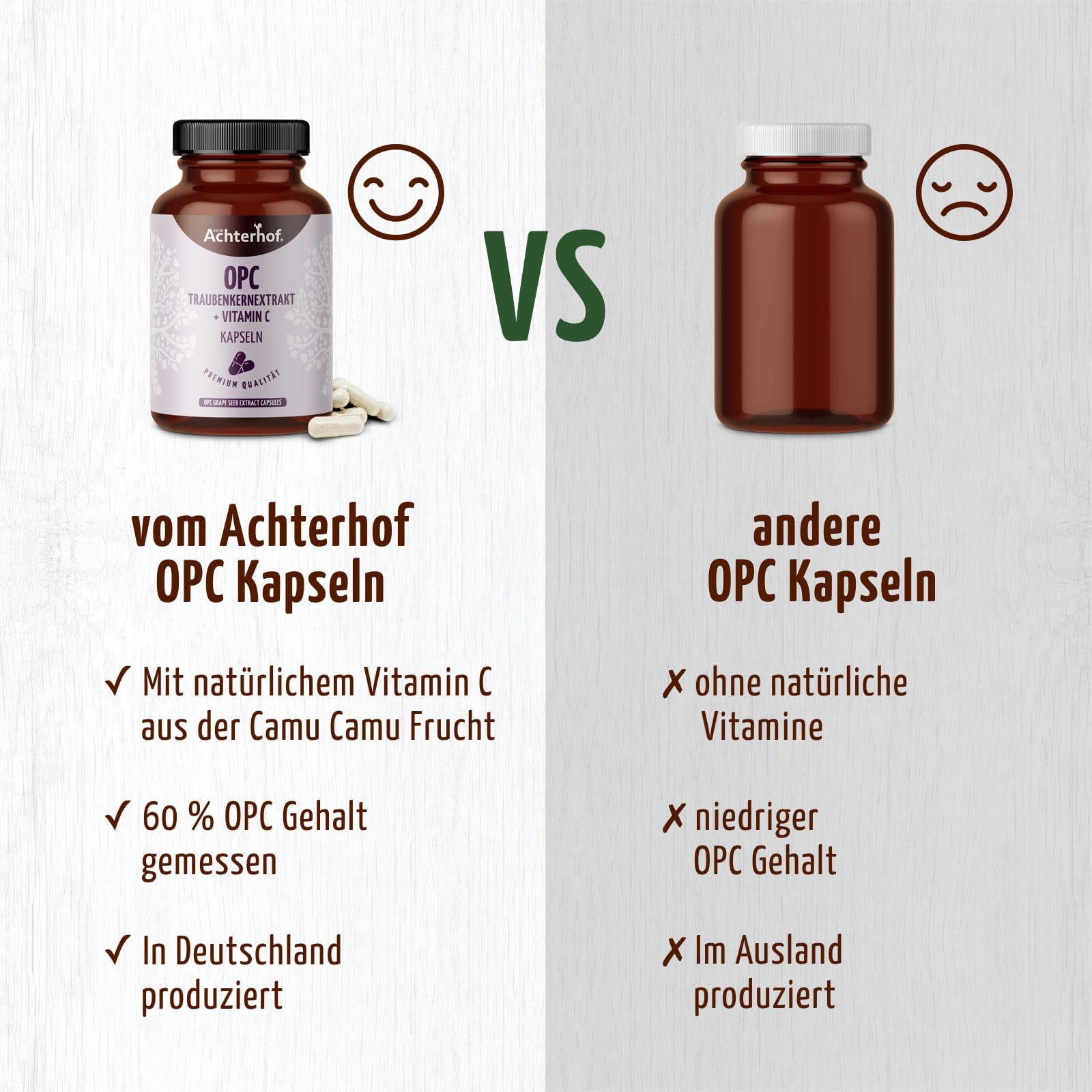 OPC Traubenkernextrakt 200 Kapseln | 584mg Traubenkernextrakt pro Kapsel davon 350mg OPC | Hochdosiert und kaltgepresst | frei von künstlichen Zusätzen | vom Achterhof