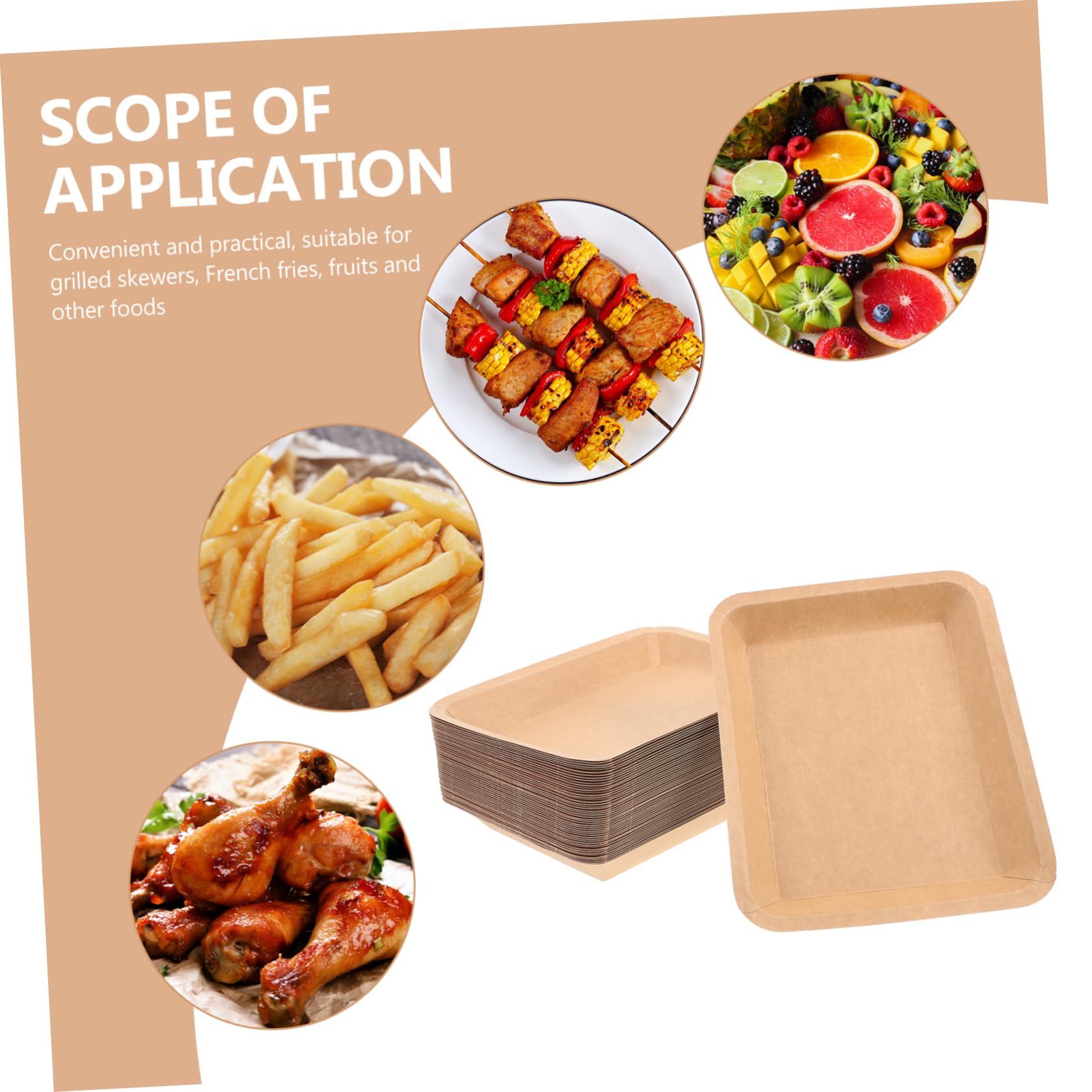 Homoyoyo Bandejas Desechables de Papel Kraft Resistentes y Fáciles de Transportar 50 para Barbacoa y Mariscos Ideales para Restaurantes y Actividades Grandes