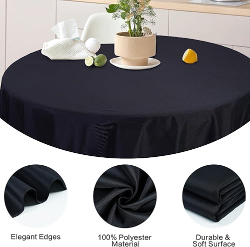 Miniatura 9 de GFCC Mantel redondo de 72 pulgadas, mantel redondo de poliéster para eventos, bodas, fiestas de cumpleaños, banquetes, restaurantes, color blanco
