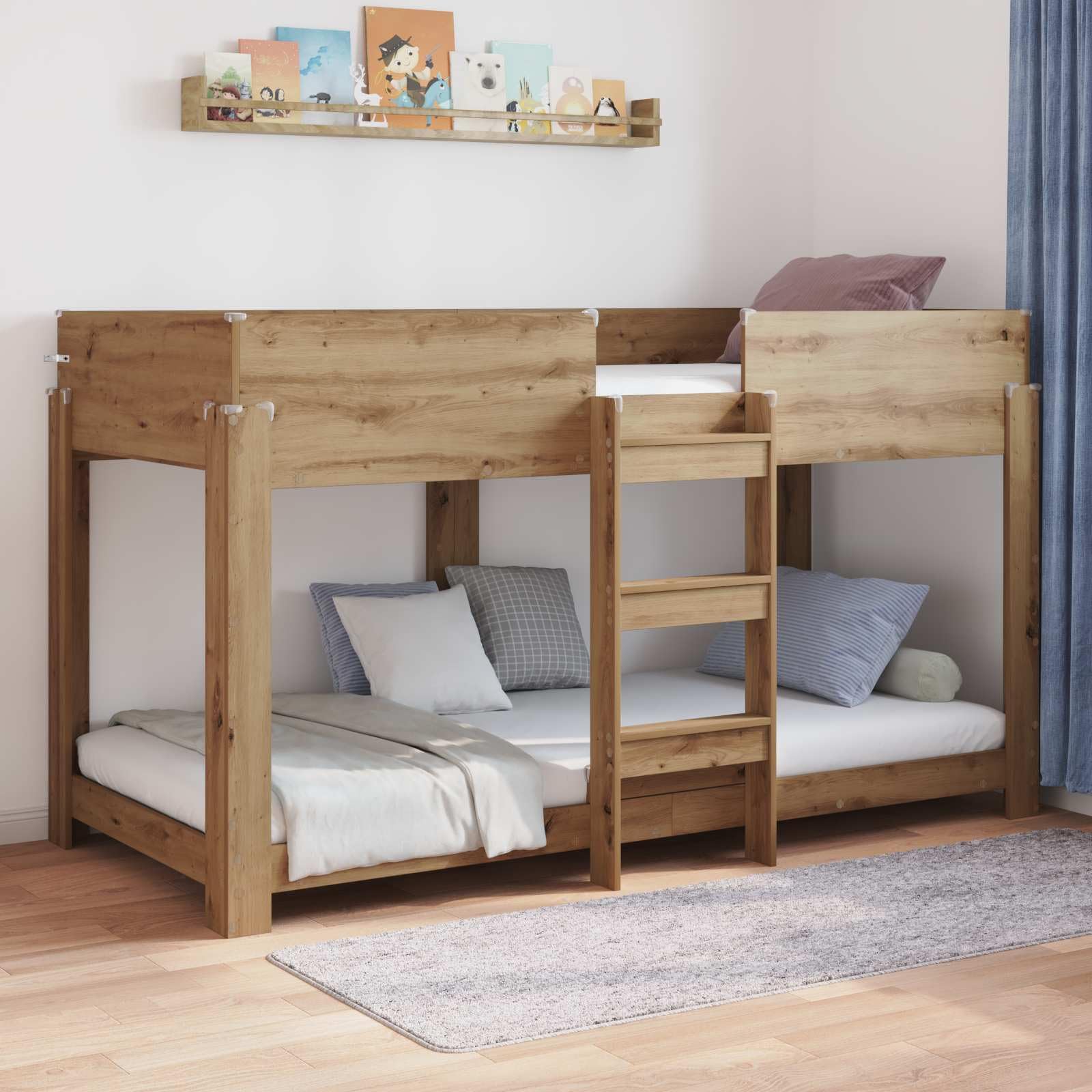 vidaXL Lit Superposé pour Enfants Chêne Artisanal 90 x 190 cm, Lit superposé Moderne, Kids rectangulaire, Cadre Gain de Place, Meuble stylé, Durable et sécurisé