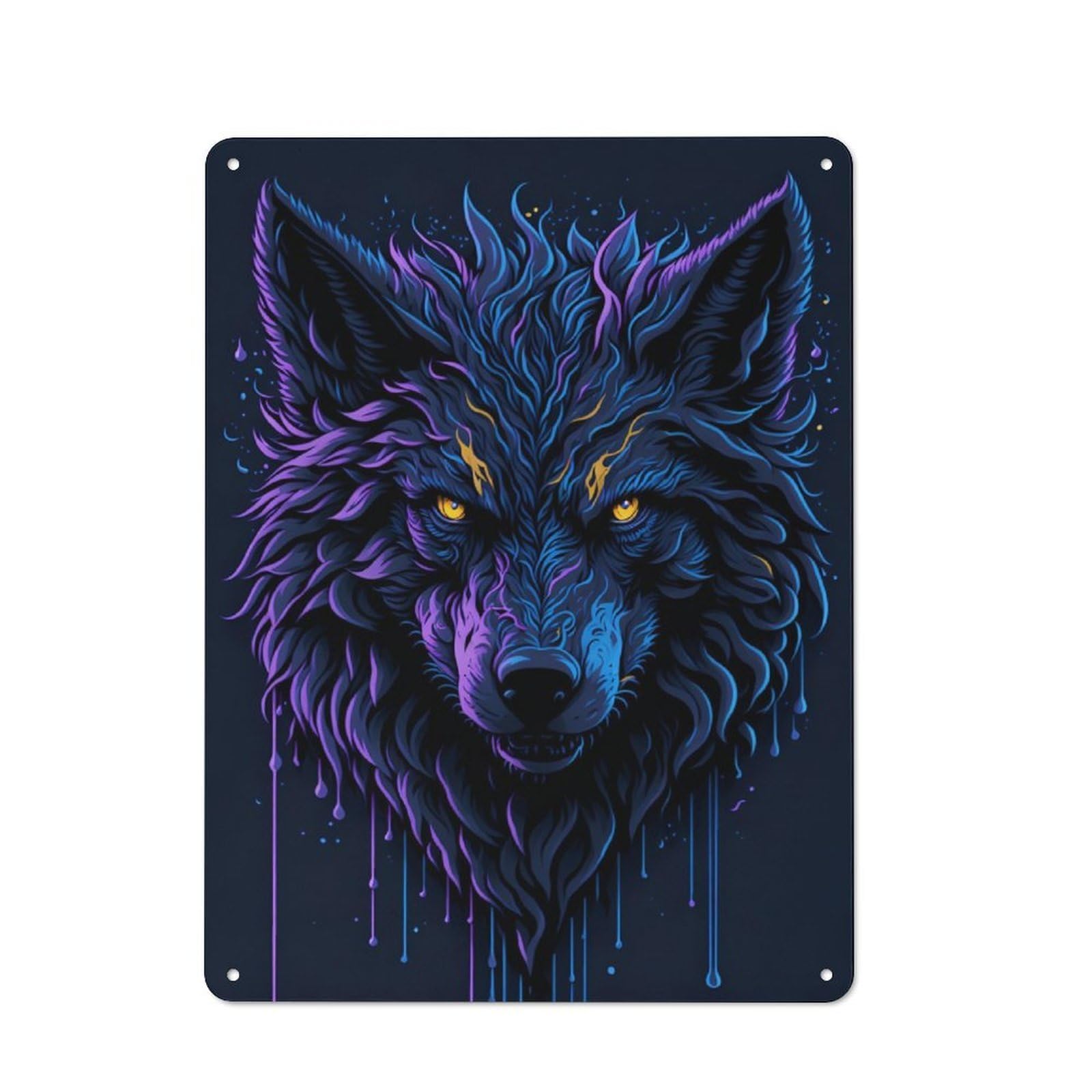 Junmoney Wolf Head Vintage Tin Sign 40X30cm With For Guest Room Or Hallway, Suited To Wall Displays In Guest Rooms And Hallways