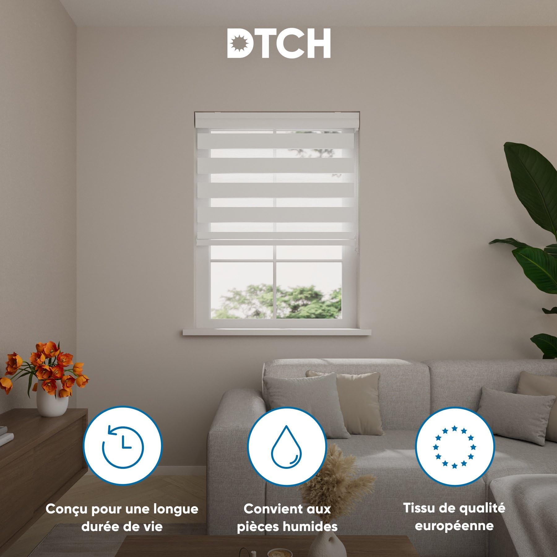 DTCH® Store Enrouleur Jour Nuit avec Caisson, Blanc, 200 x 175 cm