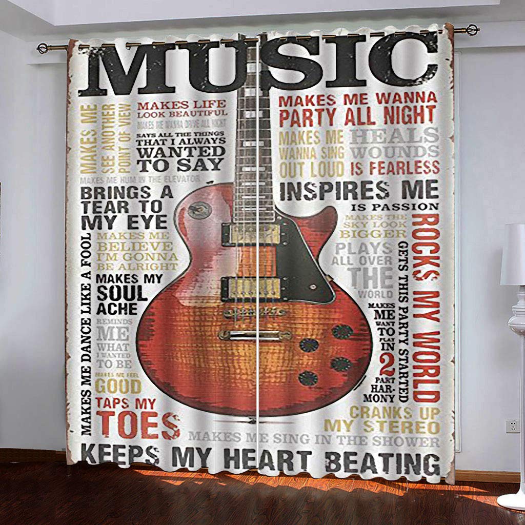 Rideaux occultants 3D guitare et draperies isolantes thermiques salon