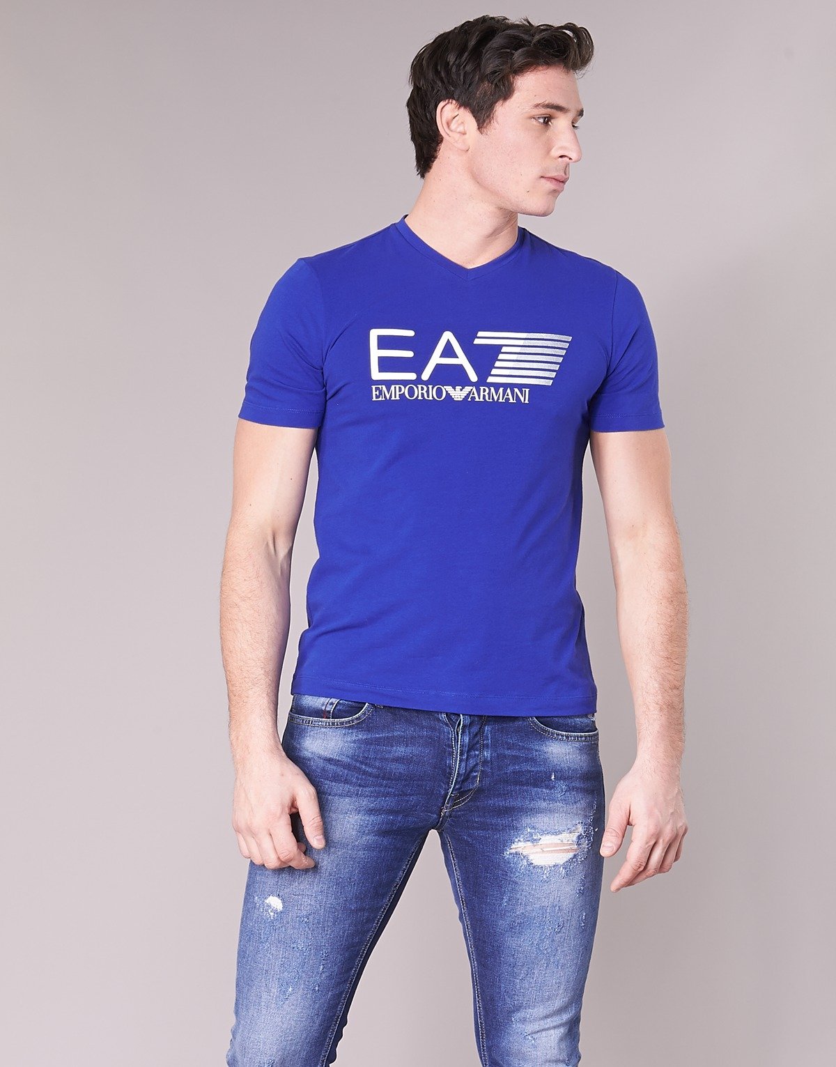 Emporio Armani EA7 Mens Train Visibility niebieskie T-shirty, niebieski, l