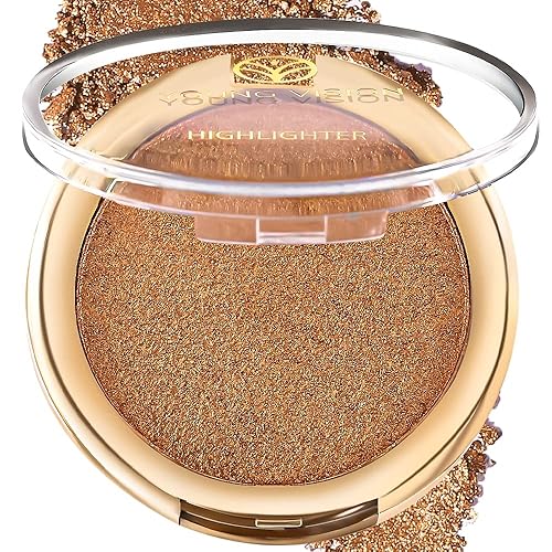 YOUNG VISION Paleta de polvos iluminadores horneados, tonos brillantes de perlas transparentes para maquillaje iluminador facial, iluminadores de