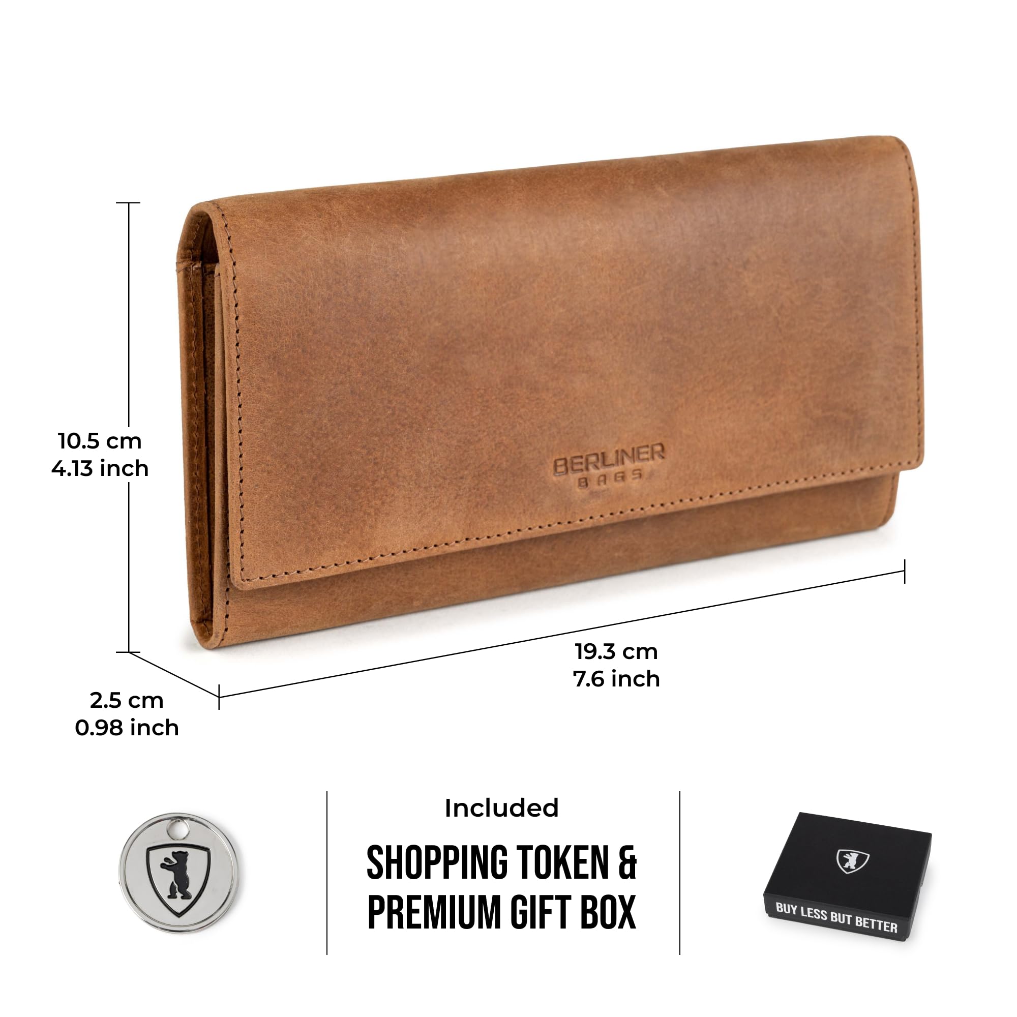 Berliner Bags Iris Monedero sobre Grande de Piel Mujer, 20 Tarjetas, RFID