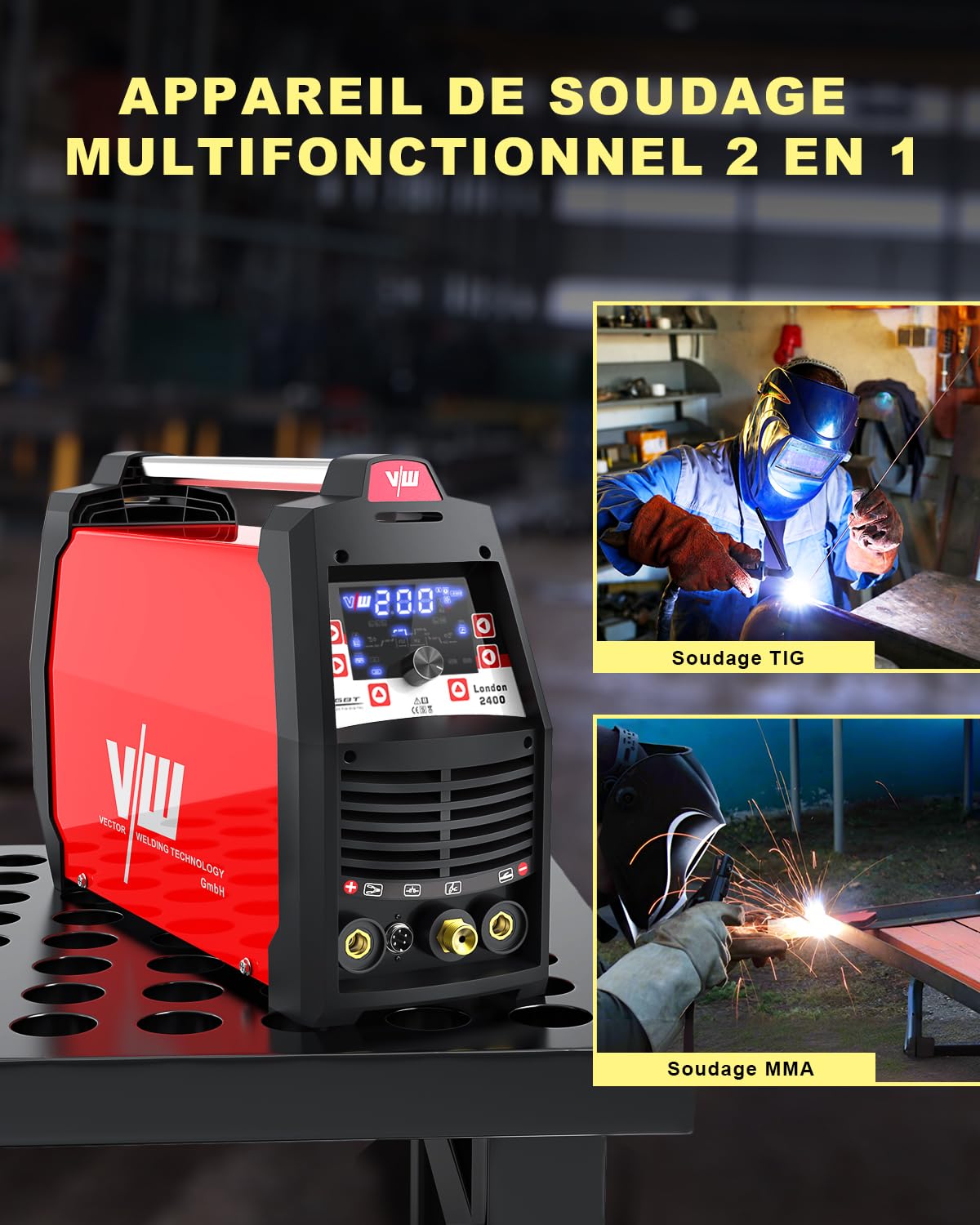 VECTOR WELDING Poste à Souder 4 en 1 TIG AC DC 200A Pulsé MMA Onduleur IGBT