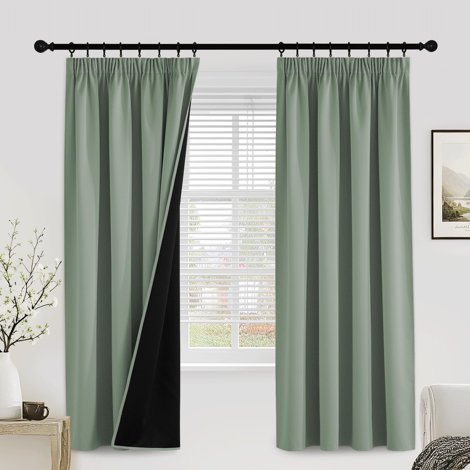 PONY DANCE 100% Blackout Curtains for Kids Bedroom, Rod Pocket Thermal Insulated Drapes