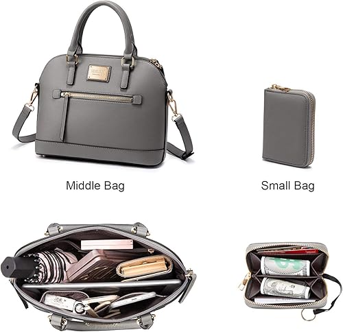 Miniatura 6 de LOVEVOOK Monederos y bolsos de mano para mujer, bolsas de mano de moda, bolsa de hombro, asa superior, bolsa de mano, juego de 3 piezas