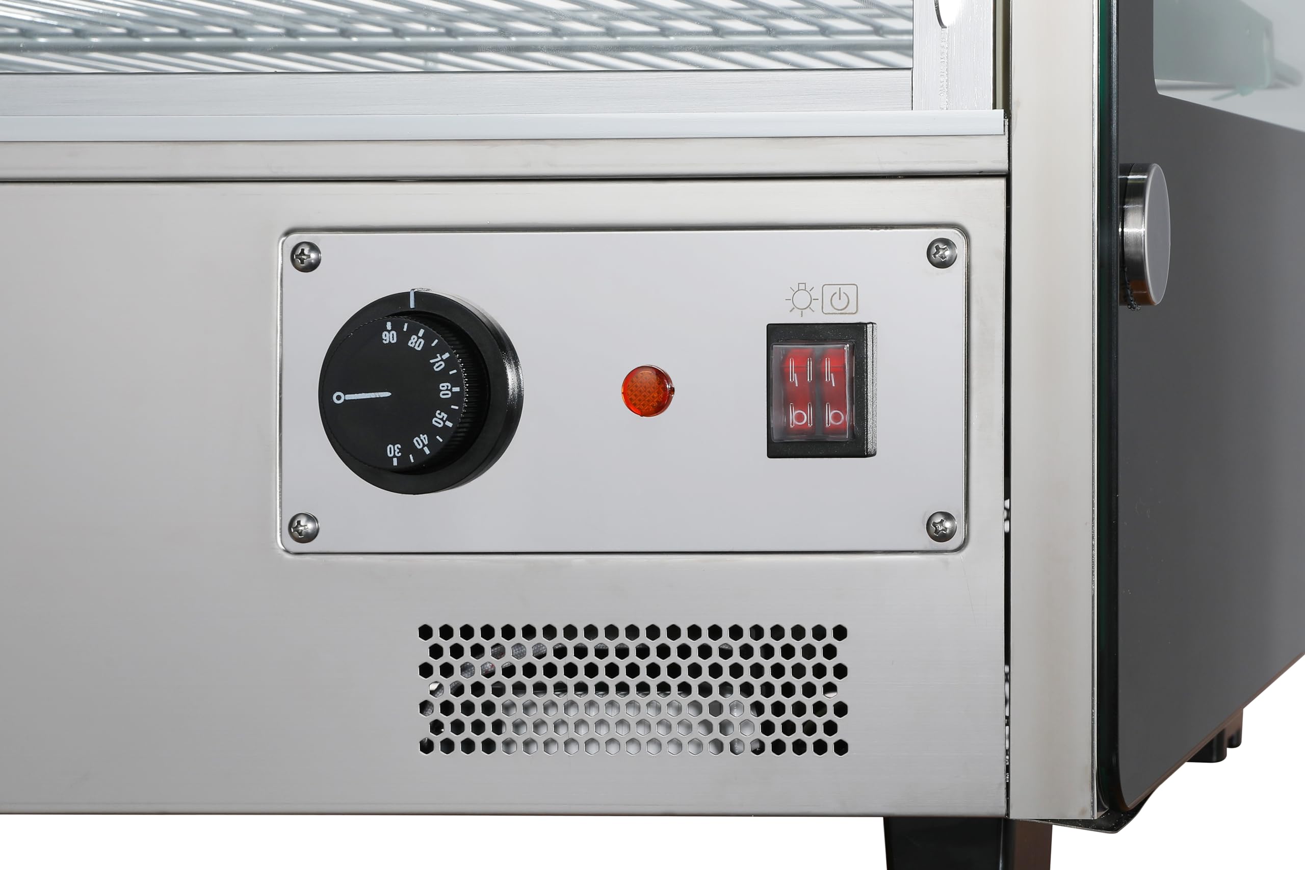 METRO Professional Vetrina riscaldante GHV1200R, acciaio inox/vetro, 121.9 x 56.8 x 68.6 cm, 210 L, temperatura: da +30 a +90°C, 1800 W, 3 ripiani, argento